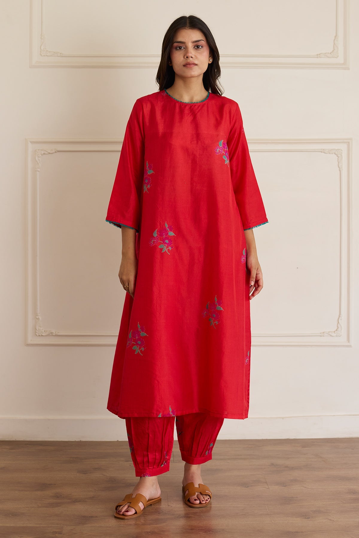 Buy Red Block Print Kurta & Pants by Juanita For women Online at Scrollnshops