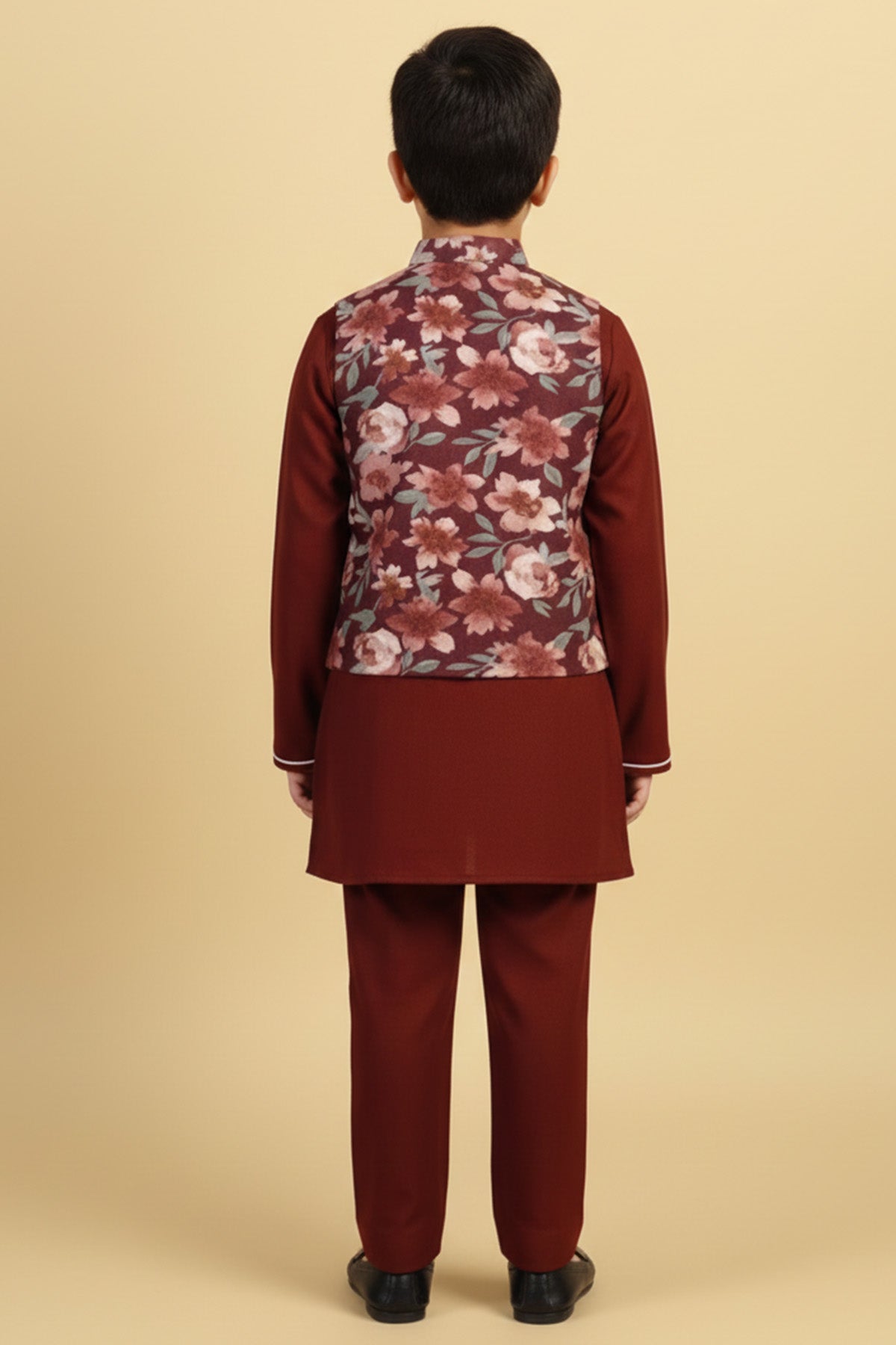 Red Burgundy Floral Jacket Set