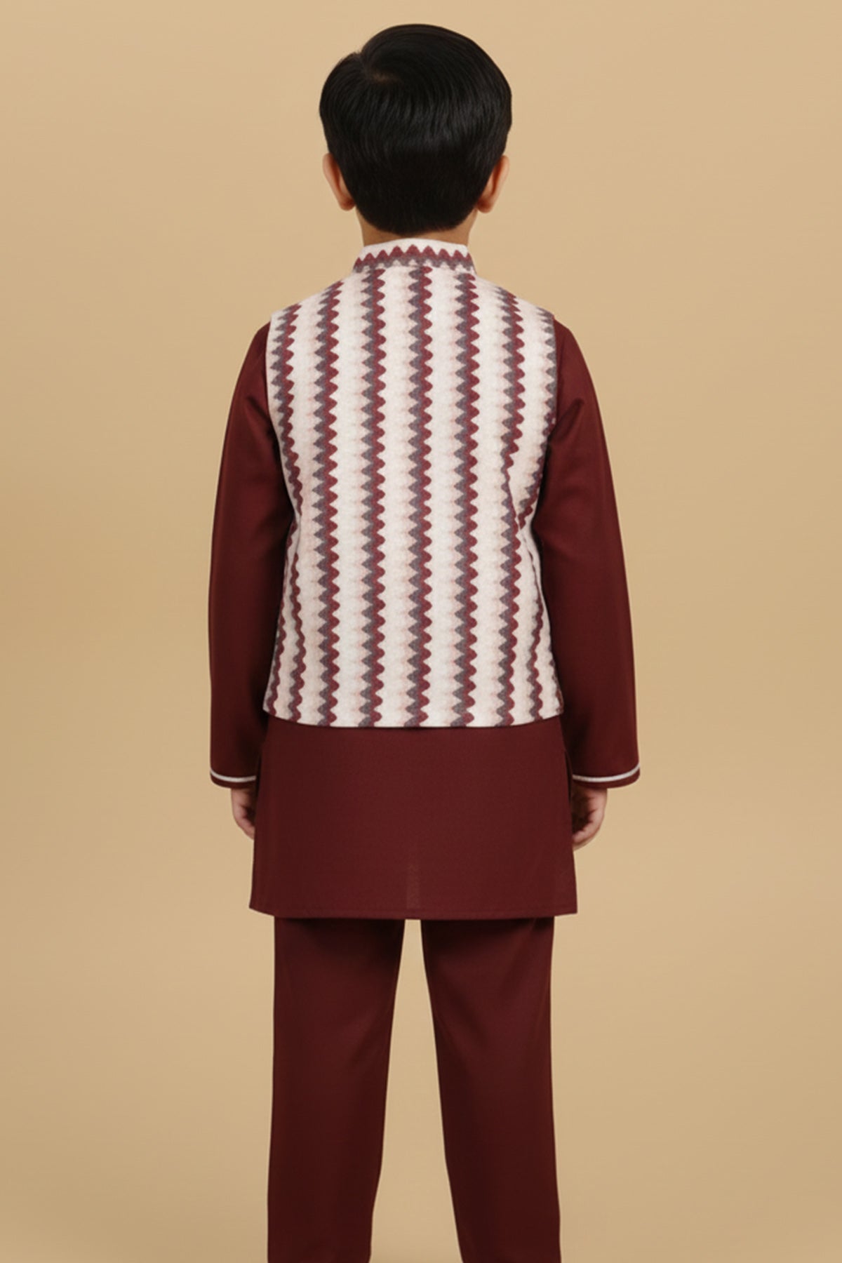 Red Burgundy Zig Zag Jacket Set