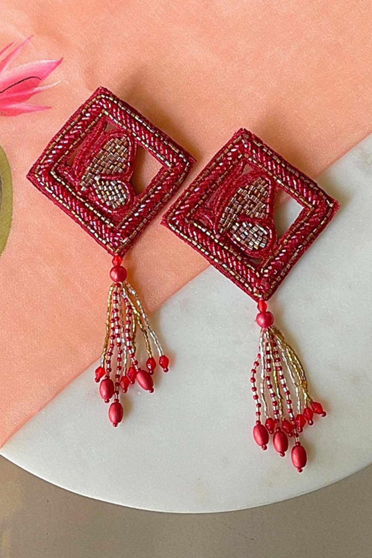 Red Butterfly Danglers Earrings