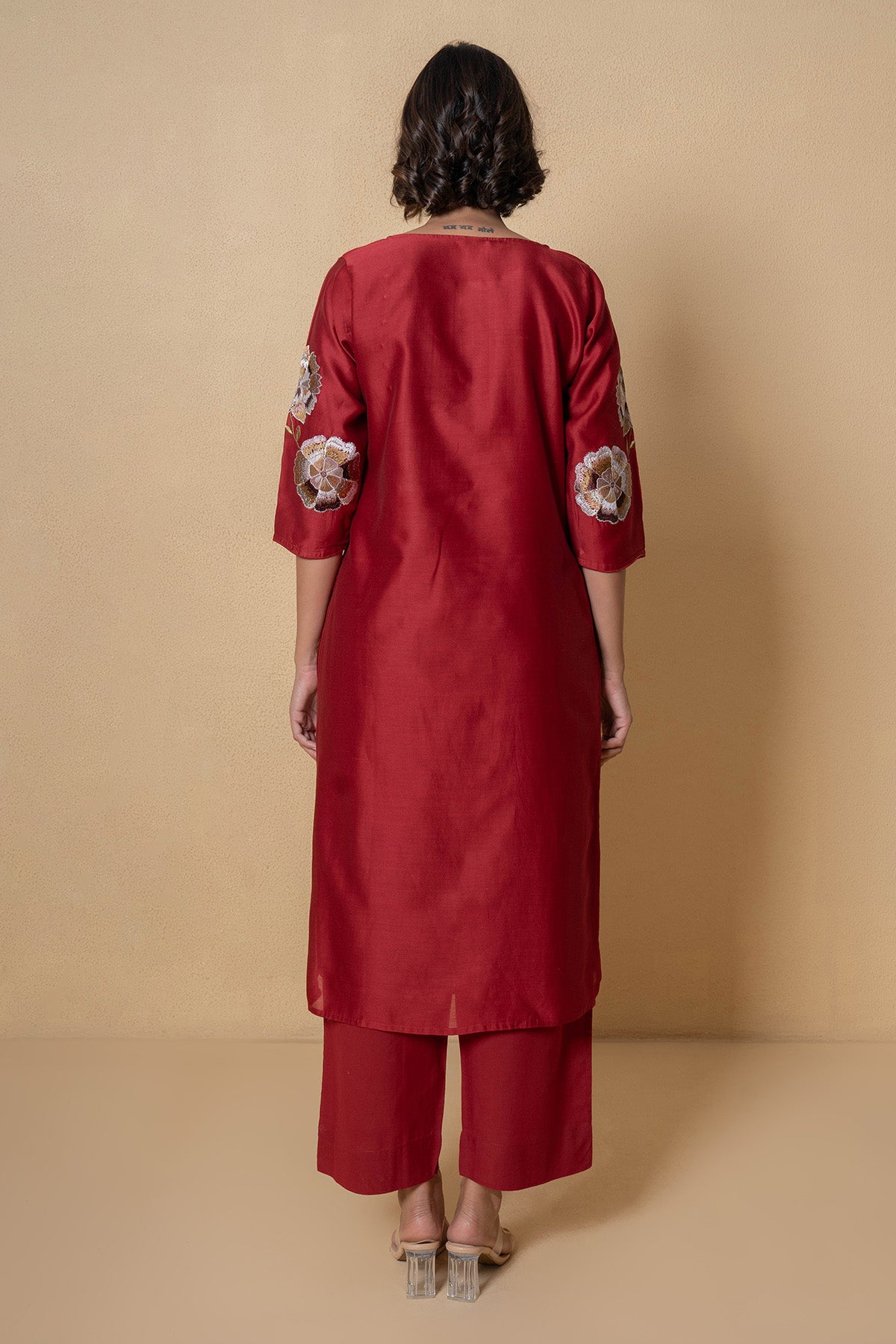 Red Chanderi Kurta And Pants