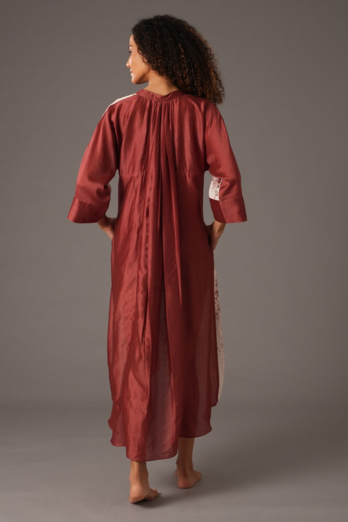 Red Chanderi Silk Print Dress