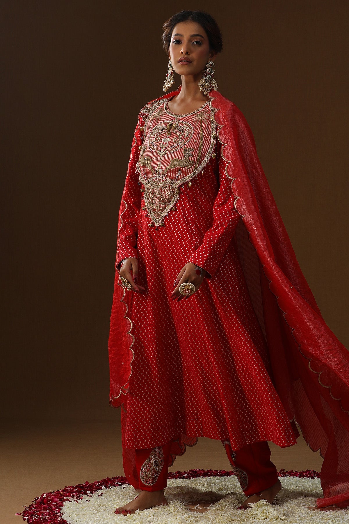 Buy Red Chanderi Zardosi Kurta Set for women by Arpita Sulakshana online available at scrollnshops