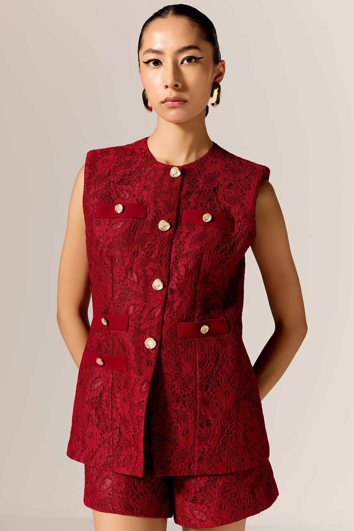 Red Chantilly Lace Co-ord Set