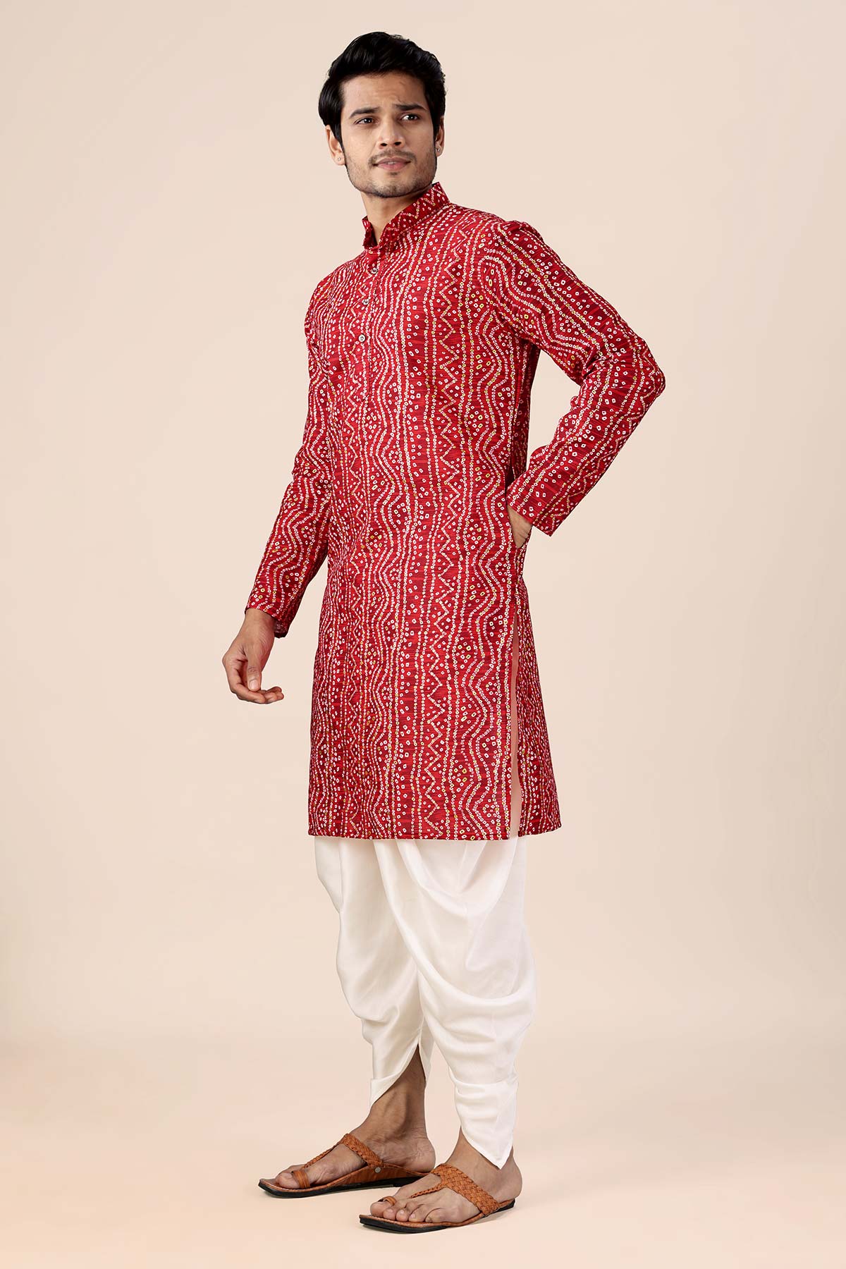 Red Cotton Bandhani Bundi Set