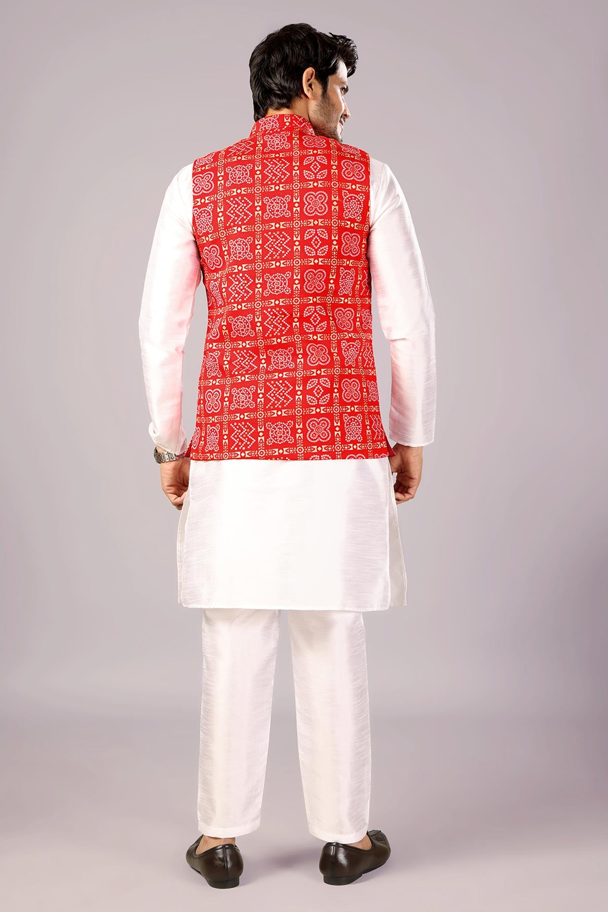 Red Cotton Bandhani Print Bundi