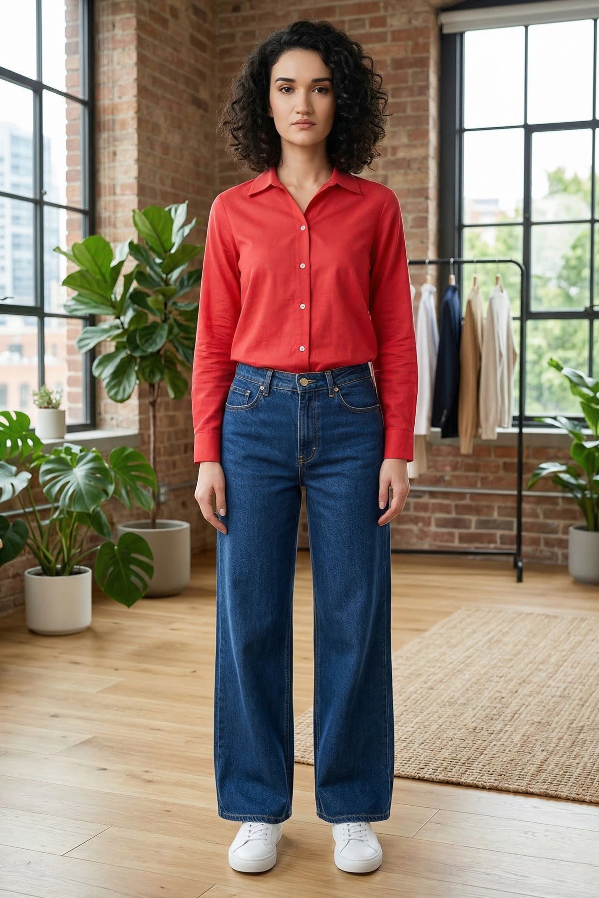Buy Cotton Linen Red Collar Shirt for women by Sneha B online available at scrollnshops