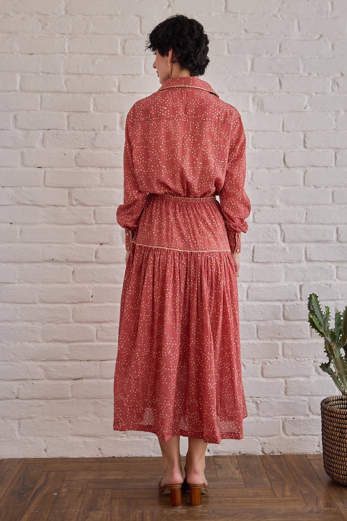 Red Cotton Mulmul Printed Shirt