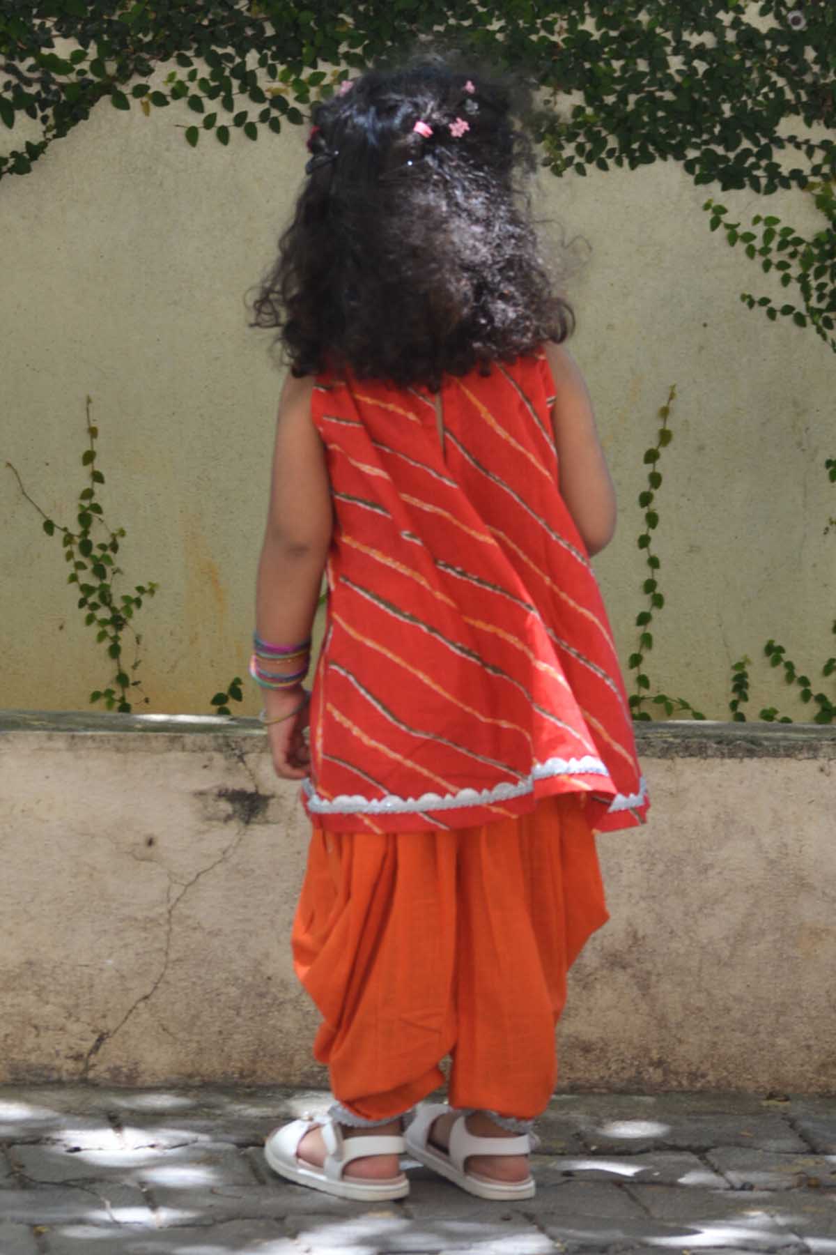 Red Cotton Printed Kurta Set