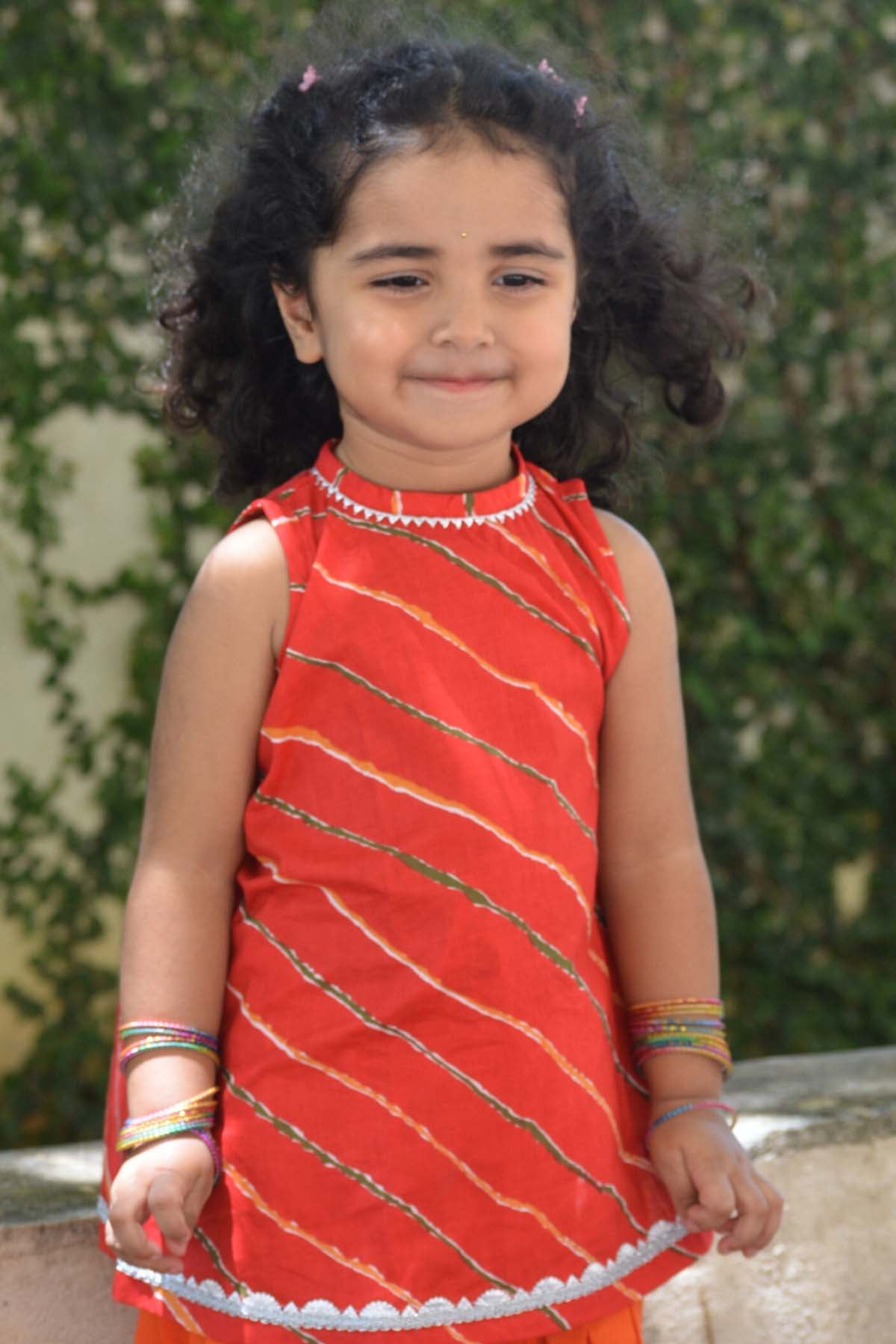 Red Cotton Printed Kurta Set