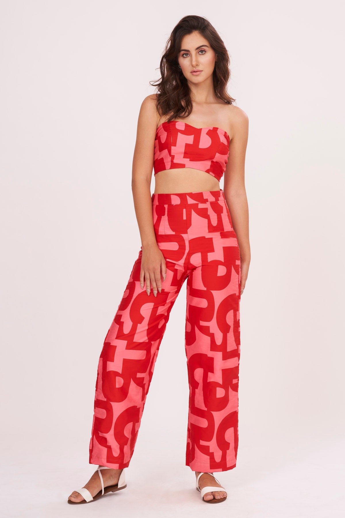 Buy Designer Red Cotton Satin Top & Palazzo Set for Women Online