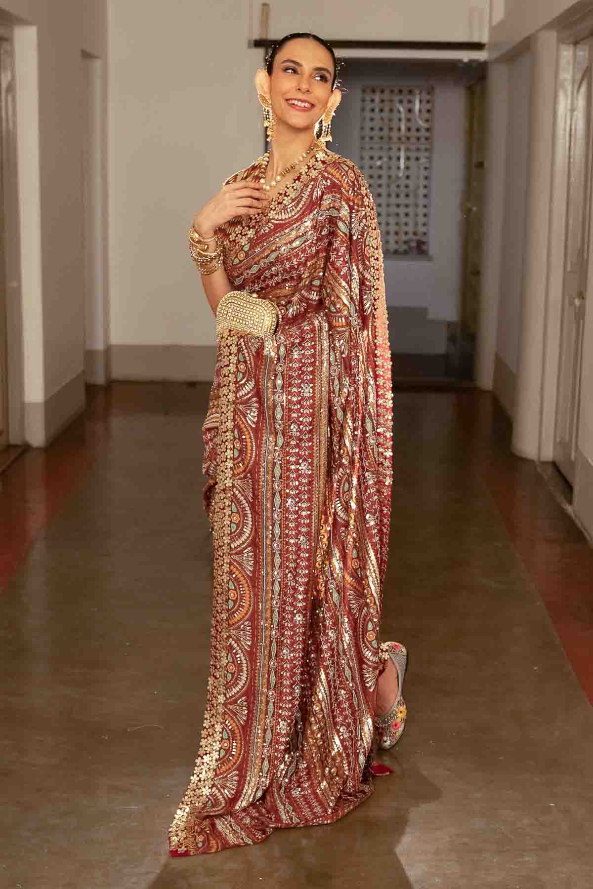 Red Cotton Silk Saree & Blouse