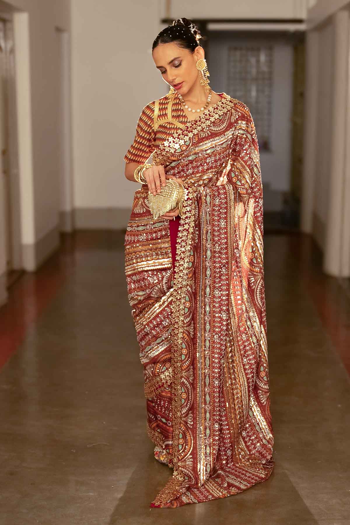 Red Cotton Silk Saree & Blouse