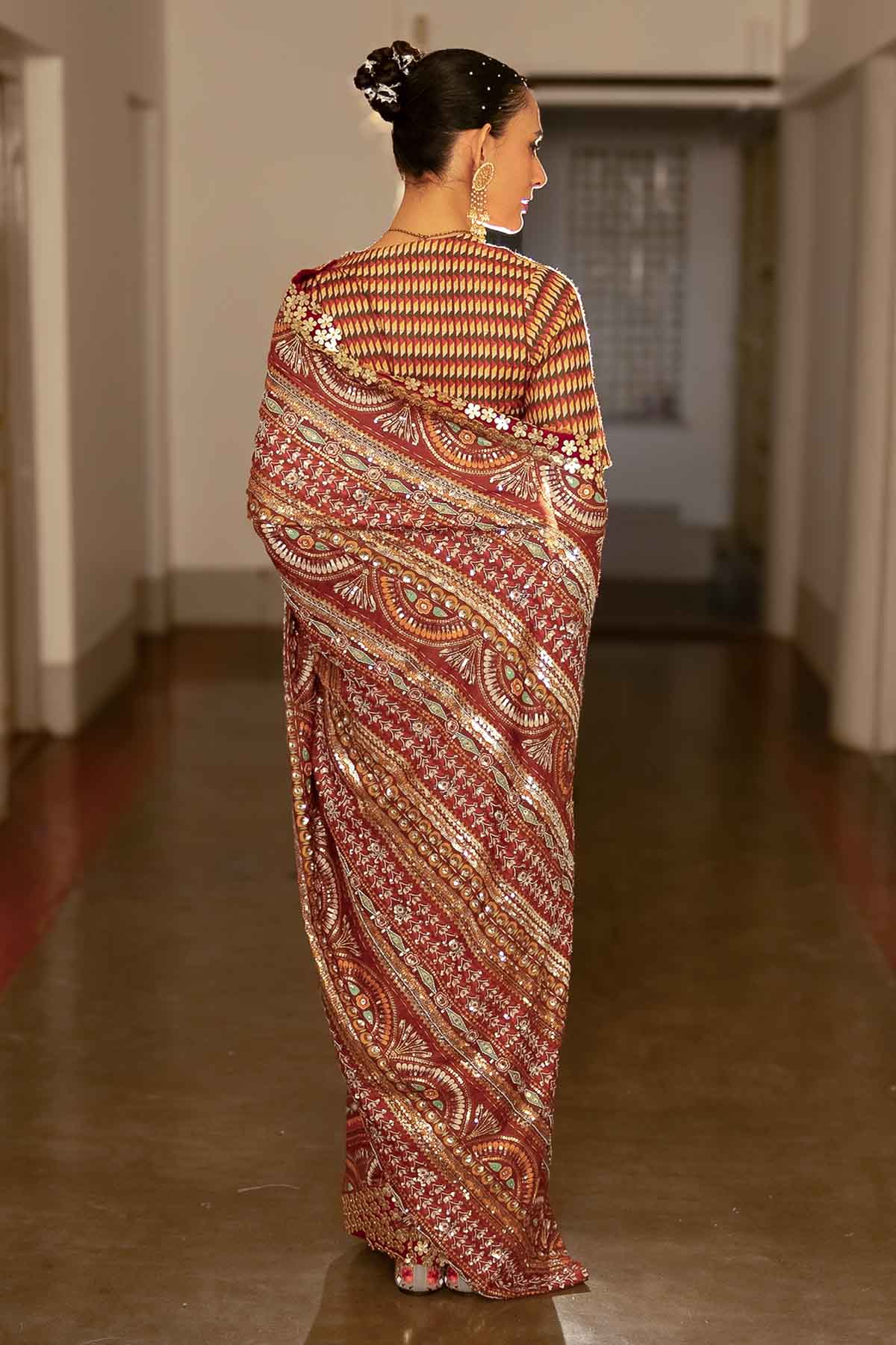 Red Cotton Silk Saree & Blouse