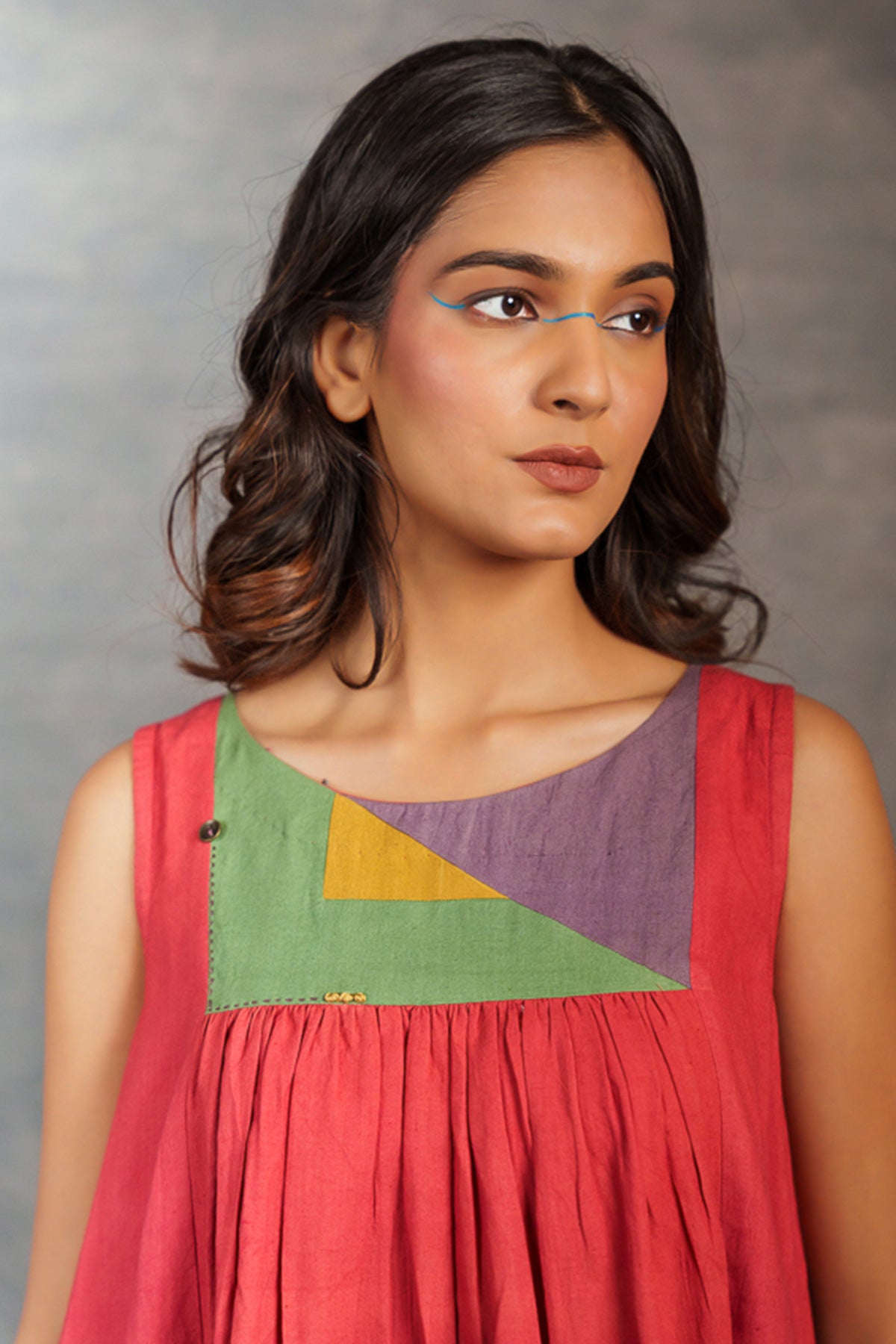 Red Cotton Sleeveless Dress