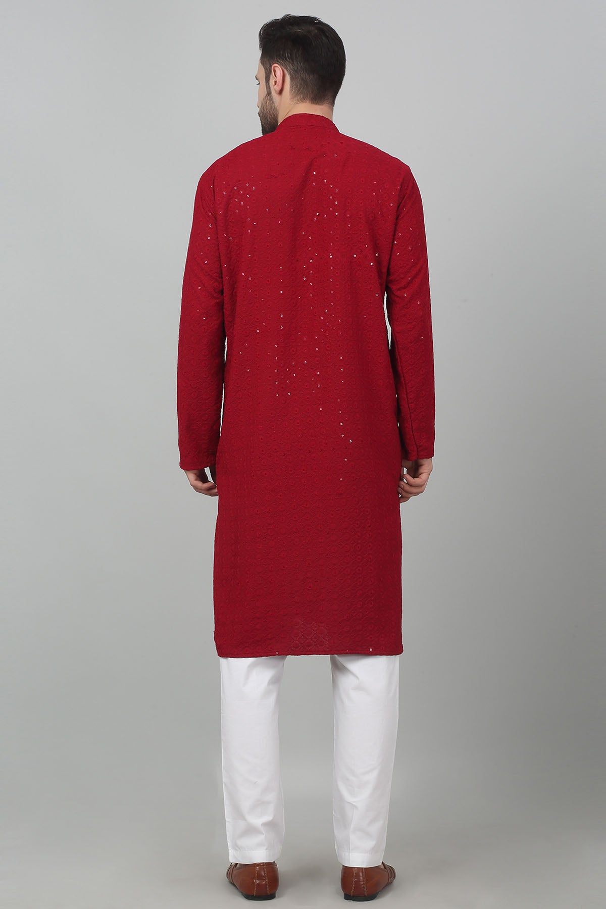 Red Cotton Thread Kurta Set