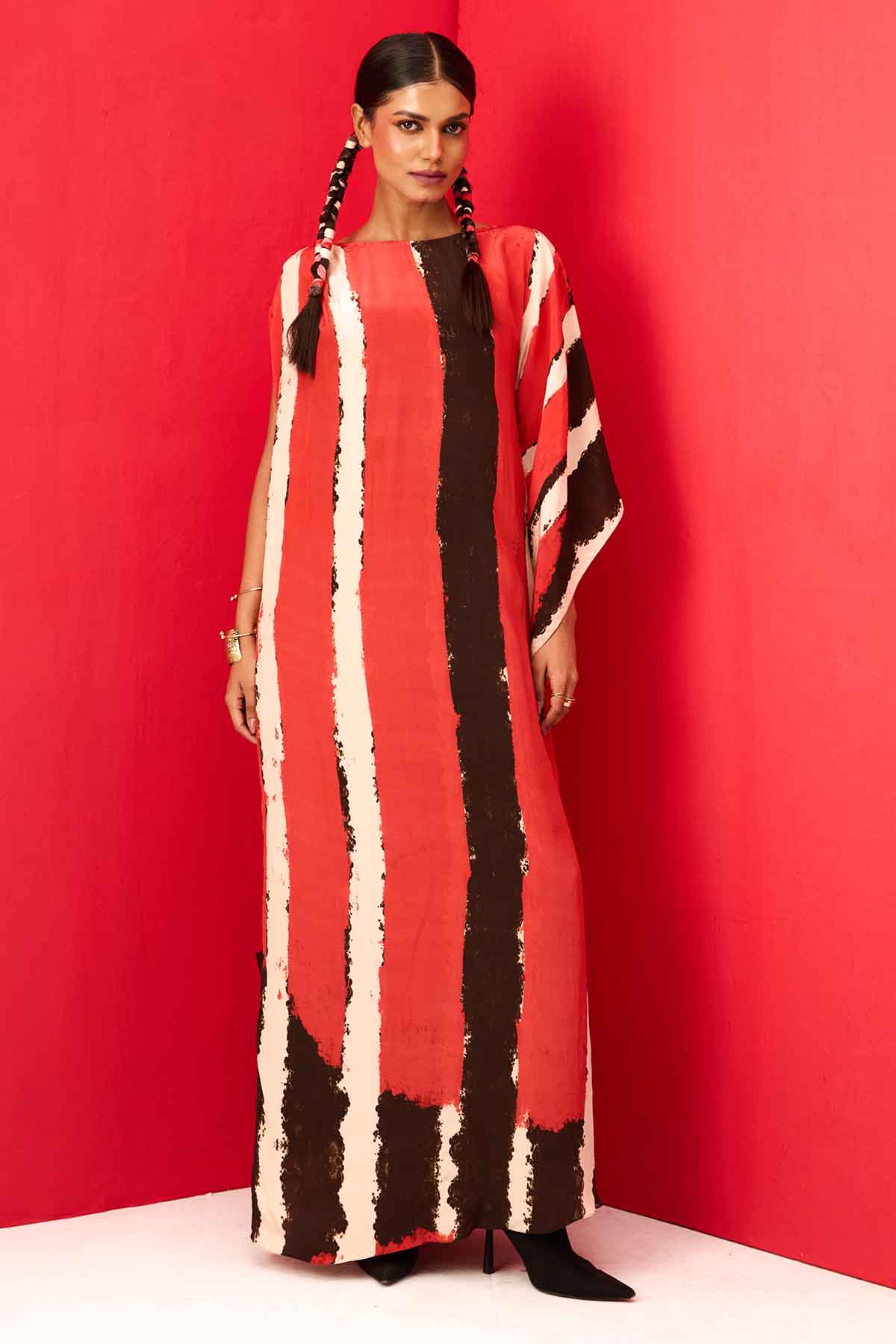 Buy Red Crepe Printed Maxi Dress by Shristi Chetani for women online at ScrollnShops