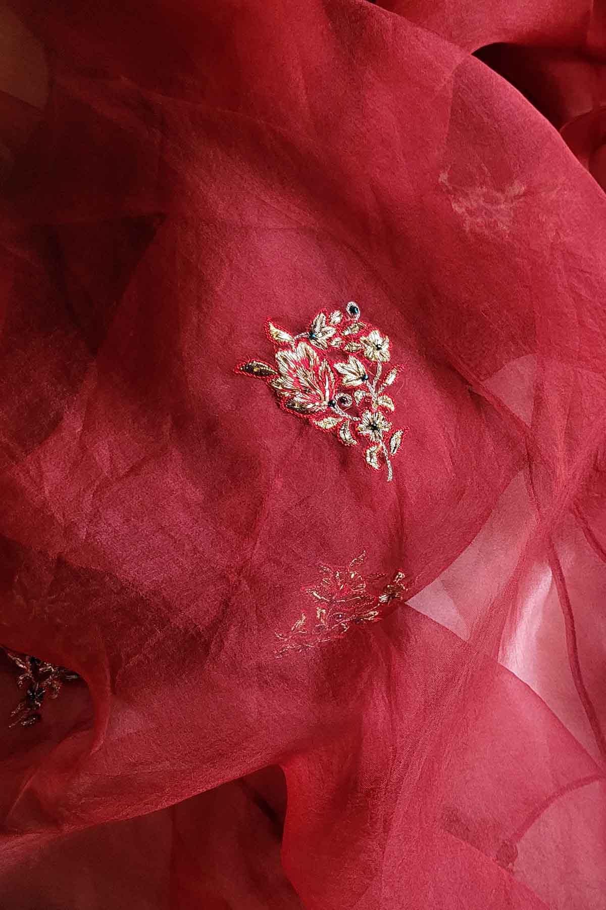 Red Dabka Zardosi Anarkali Set
