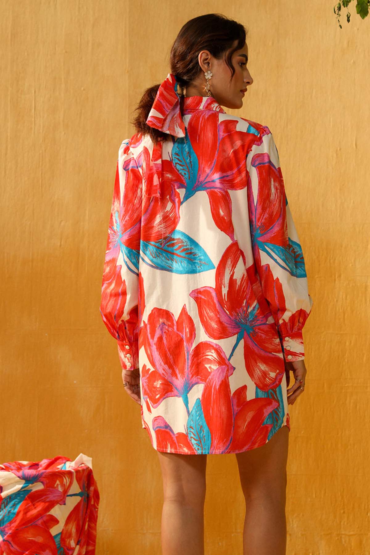 Red Digital Floral Print Dress