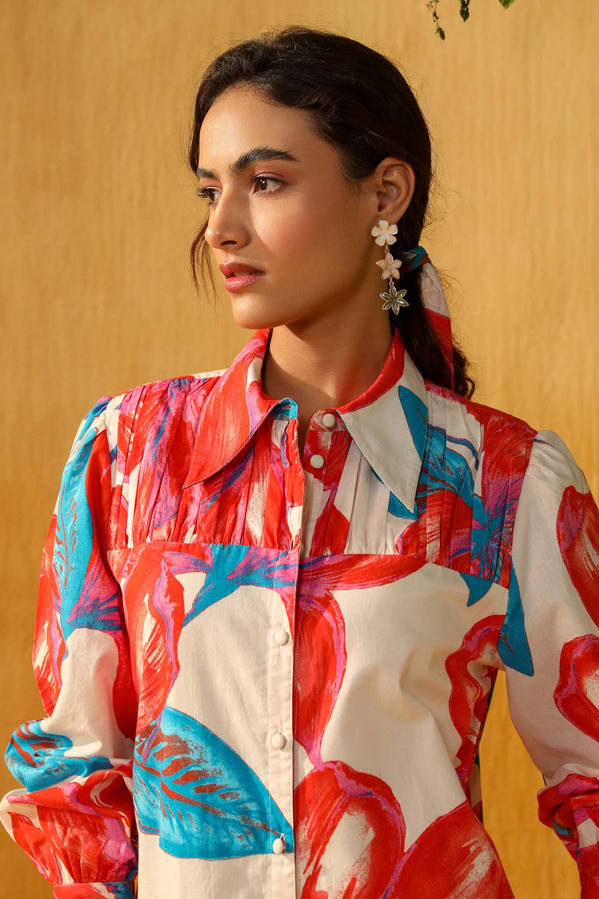 Red Digital Floral Print Dress