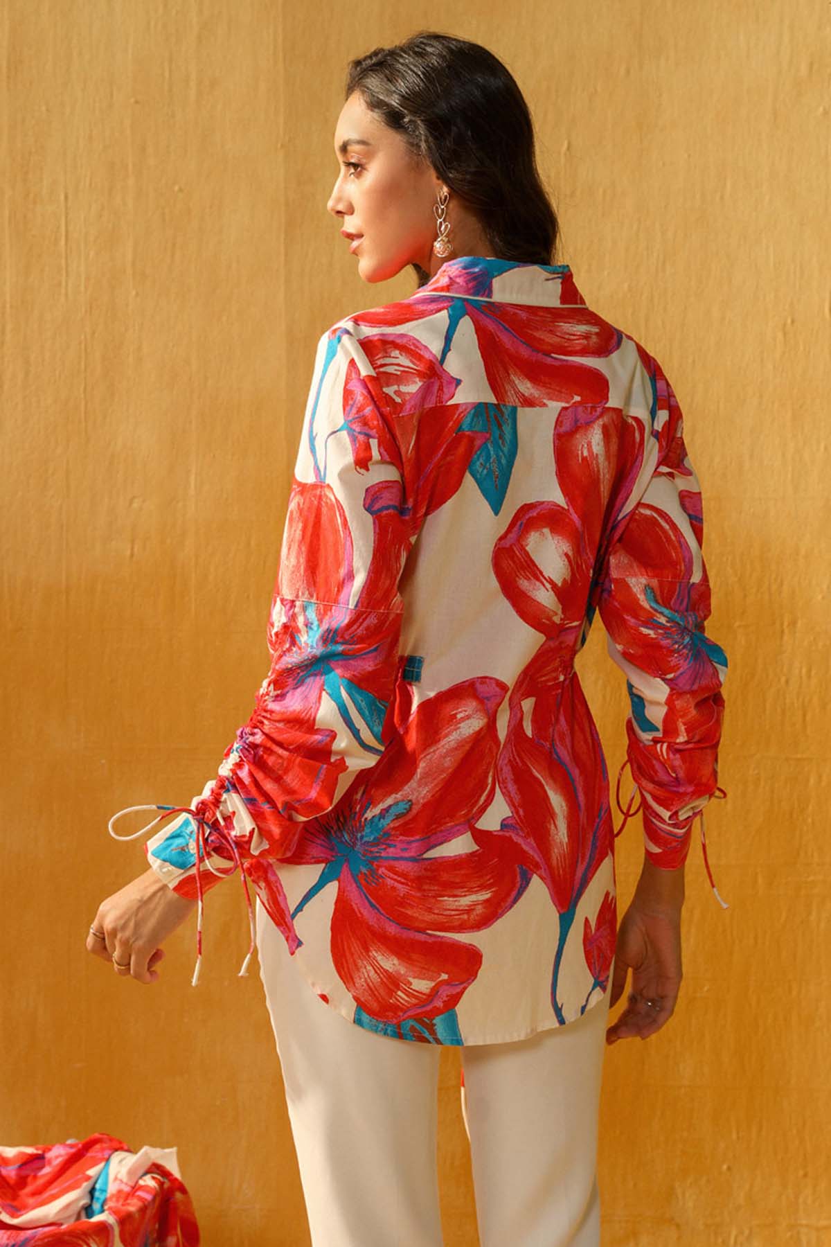 Red Digital Floral Print Shirt