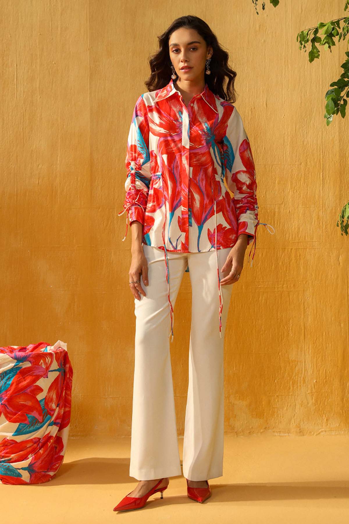 Red Digital Floral Print Shirt