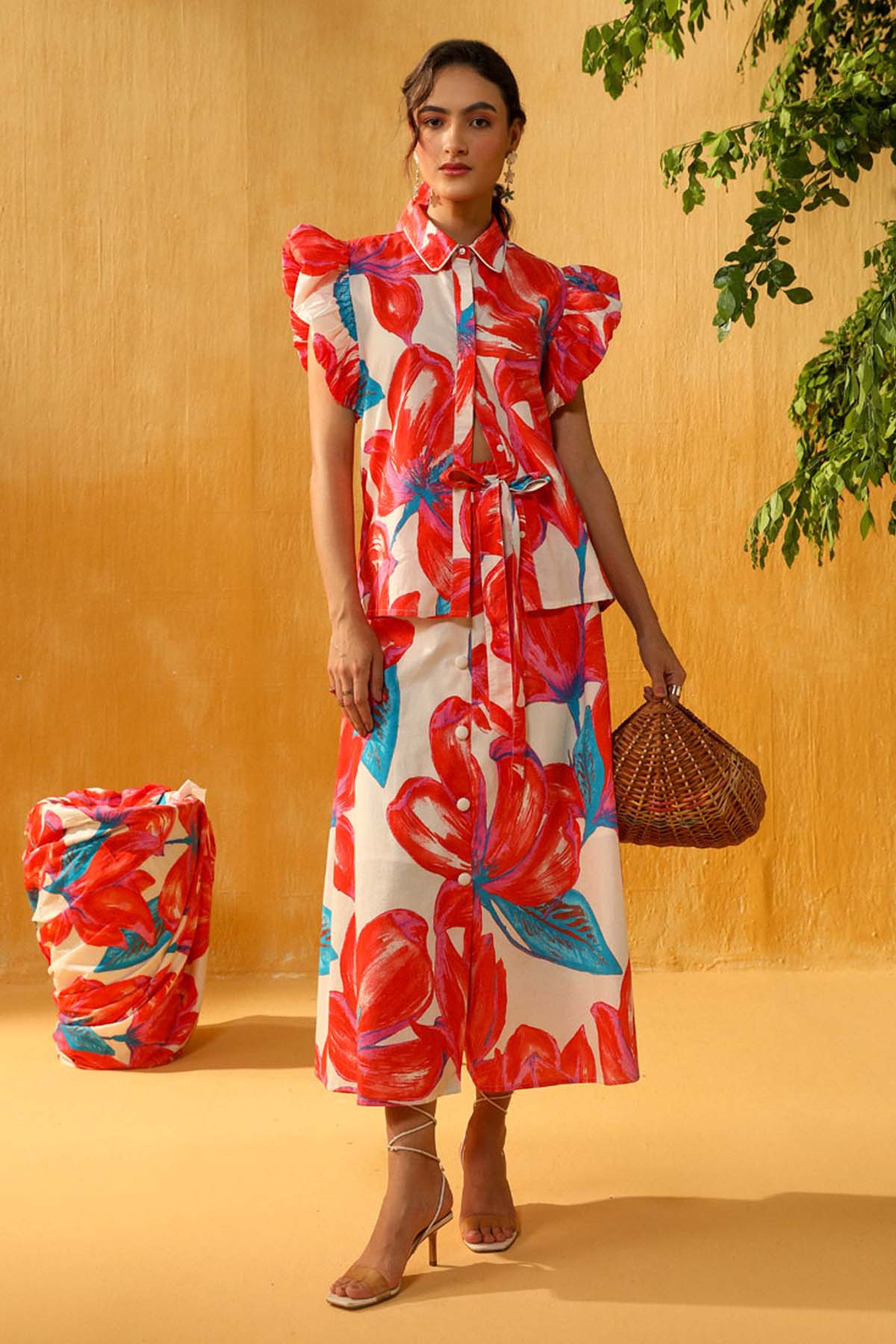 Red Digital Floral Printed Top