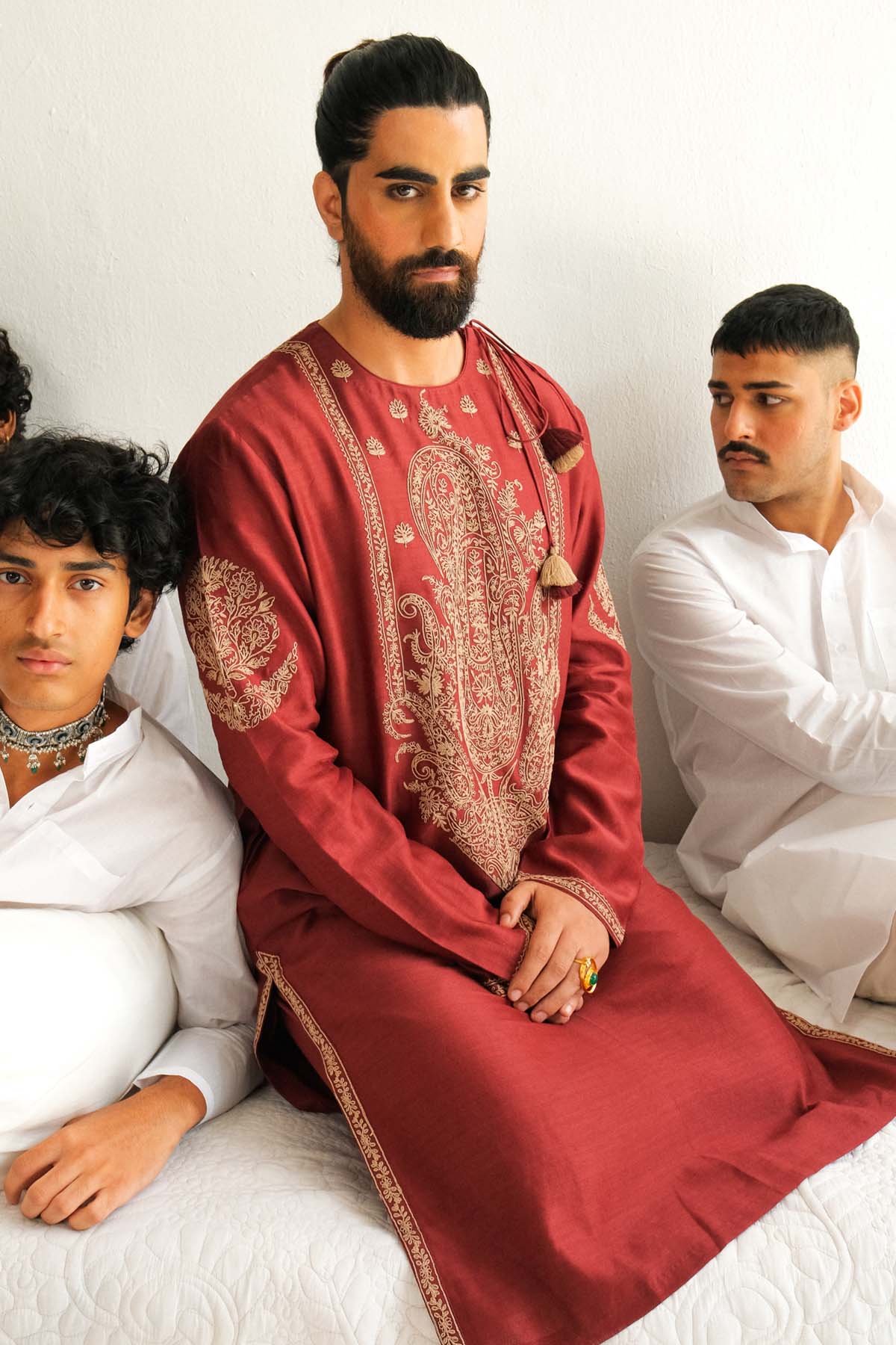 Red Dori Embroidered Kurta Set