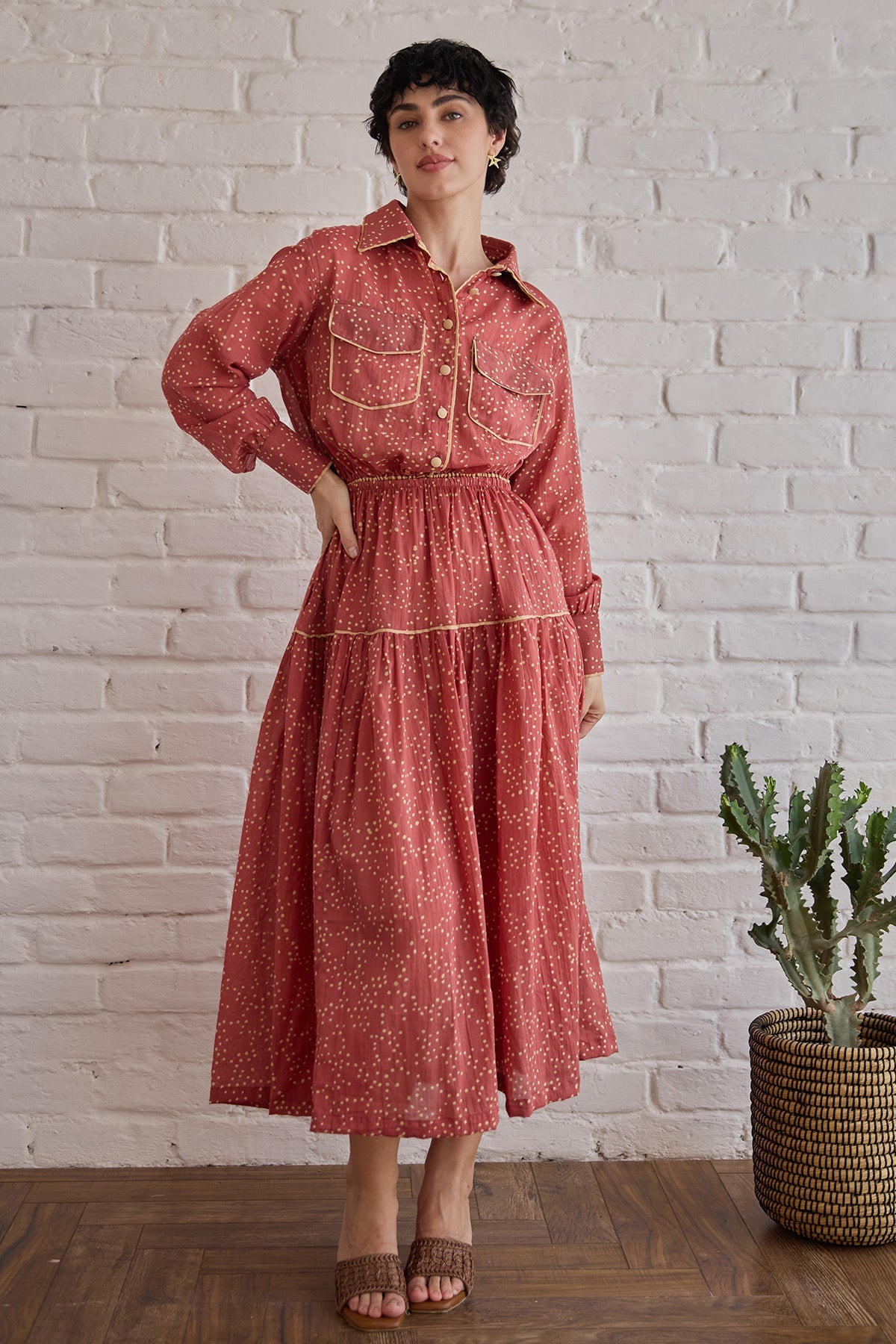 Buy Red Dot Printed Shirt & Skirt by Taro India for women online at ScrollnShops