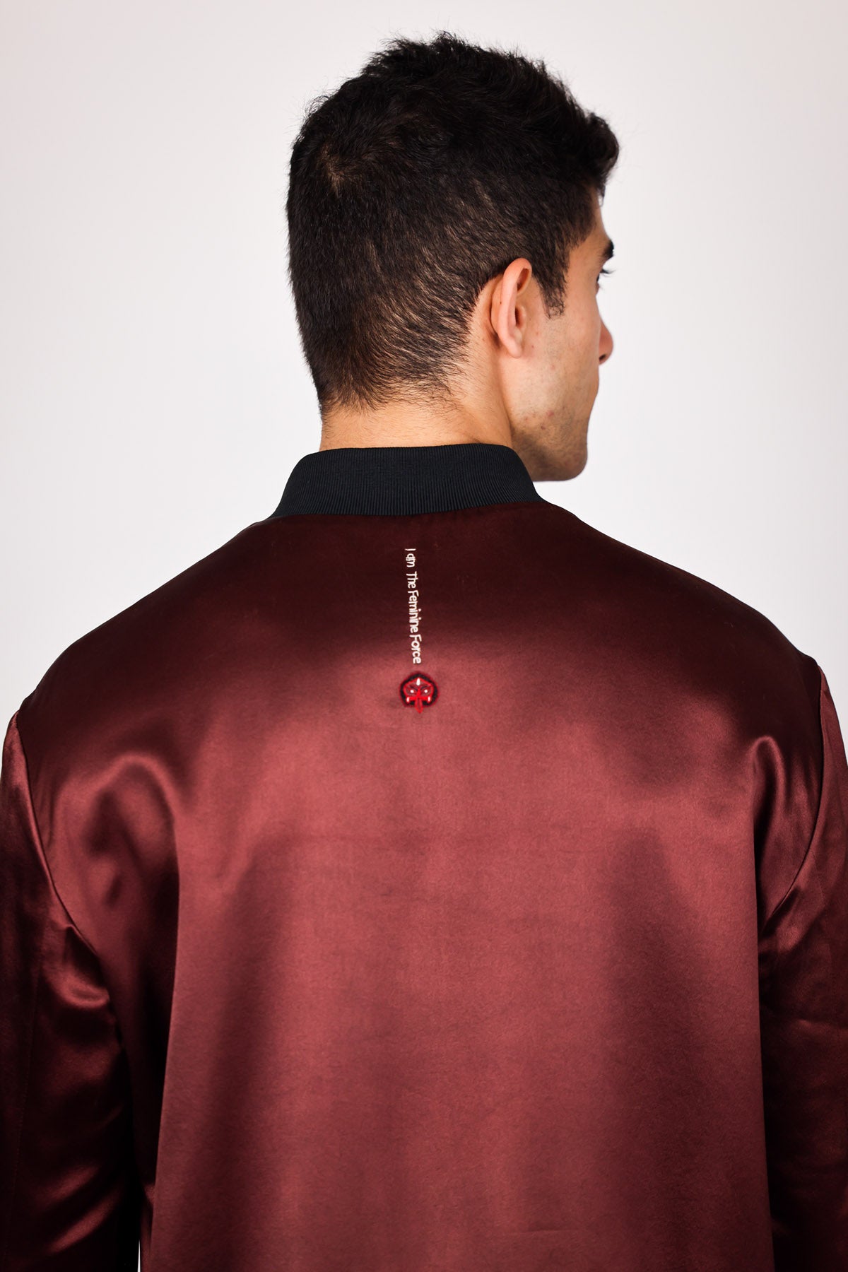 Red Embroidered Bomber Jacket