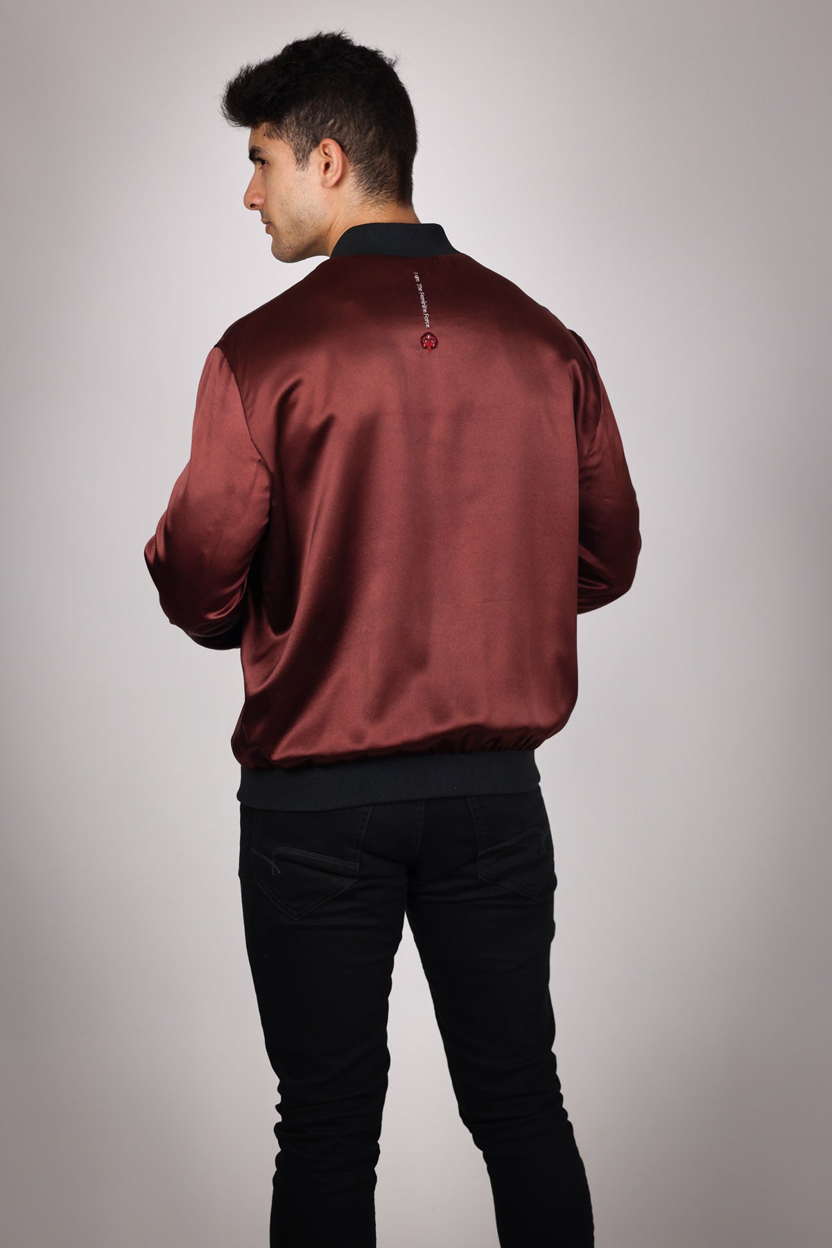 Red Embroidered Bomber Jacket