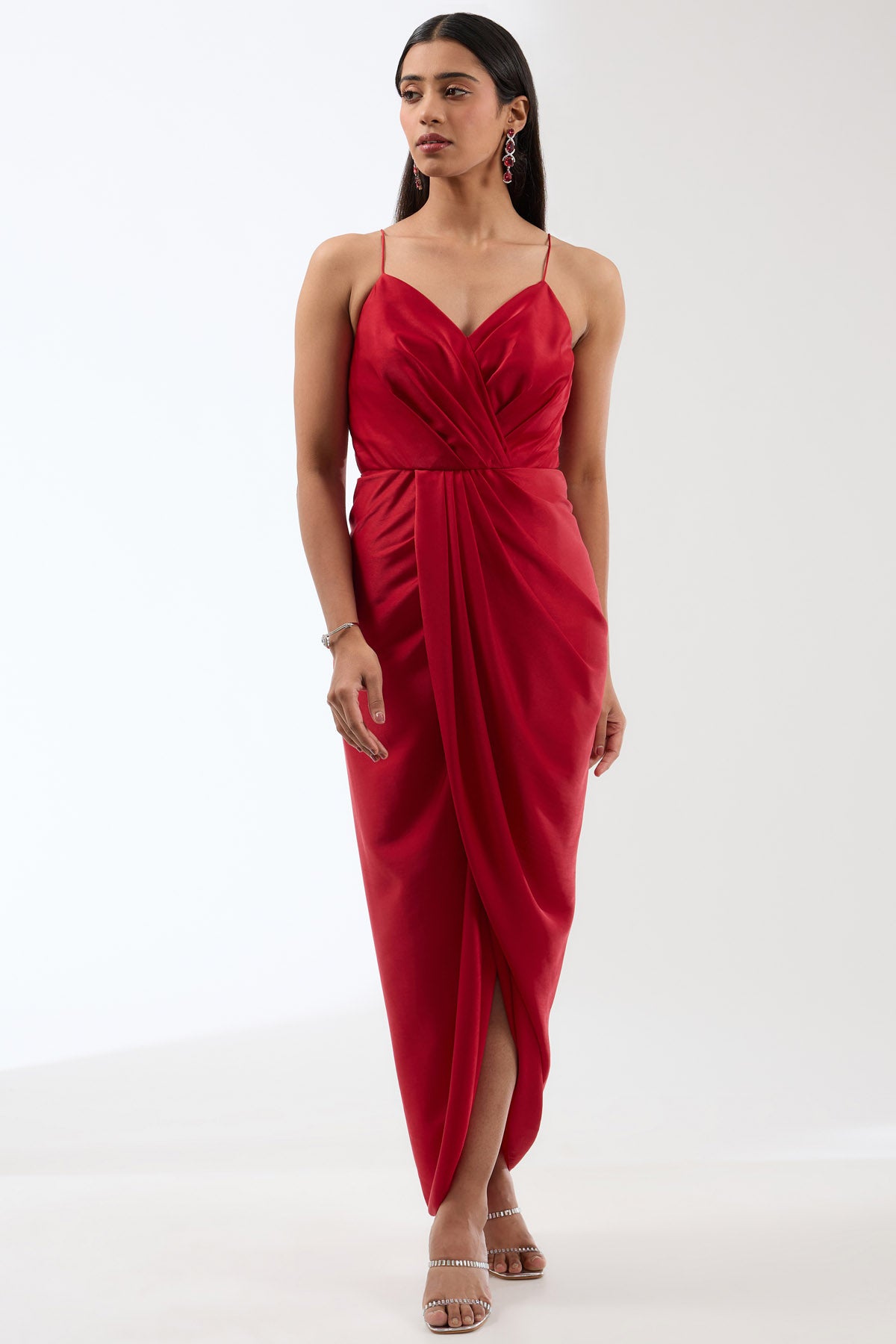 Red Embroidered Dress & Cape