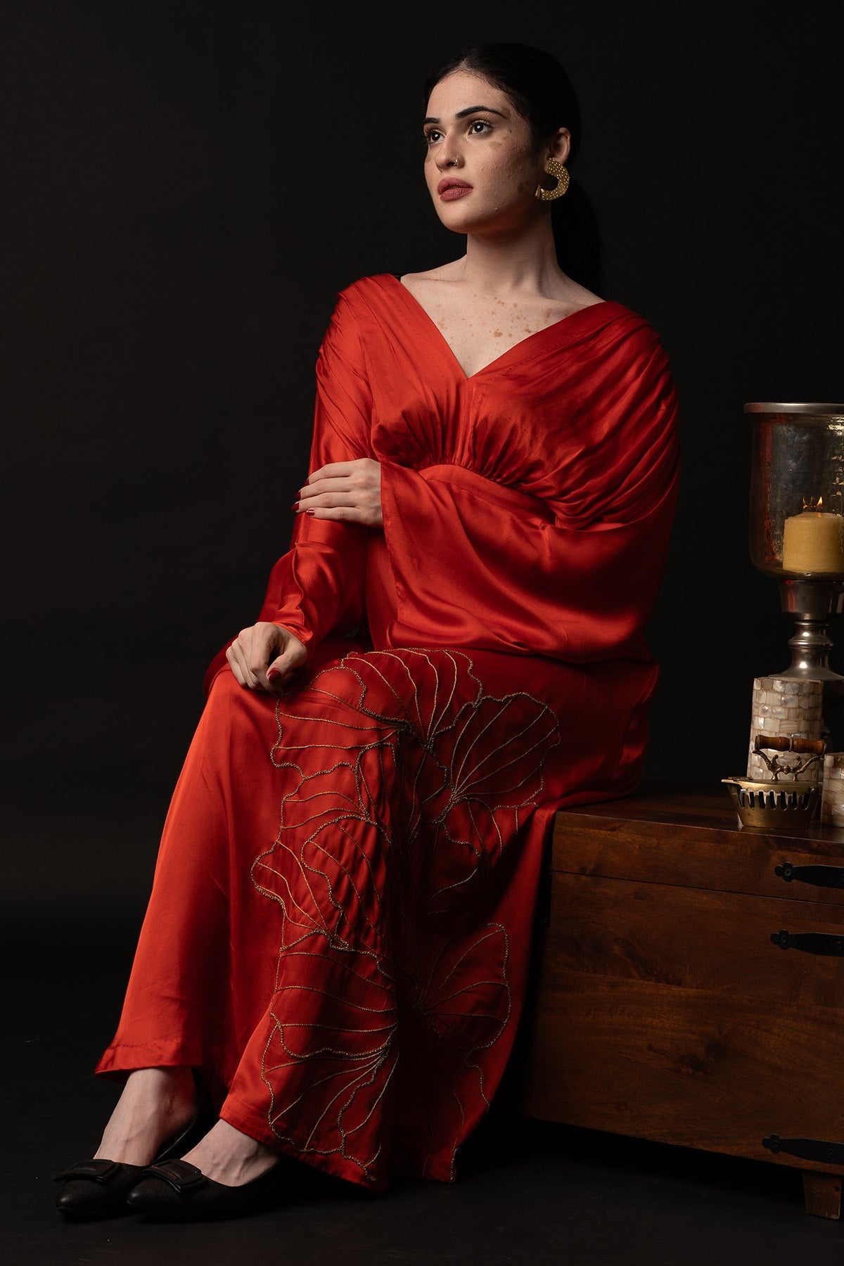 Buy Red Embroidered Kimono Dress by Krishnamani for Women online at ScrollnShops