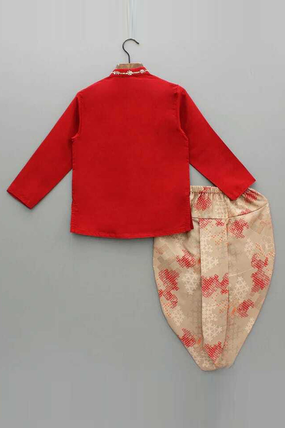 Red Embroidered Kurta & Dhoti