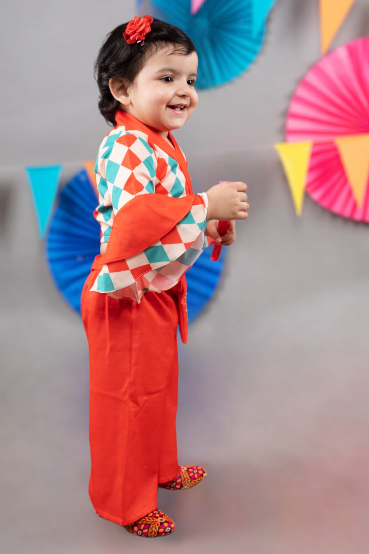 Red Embroidered Palazzo Set