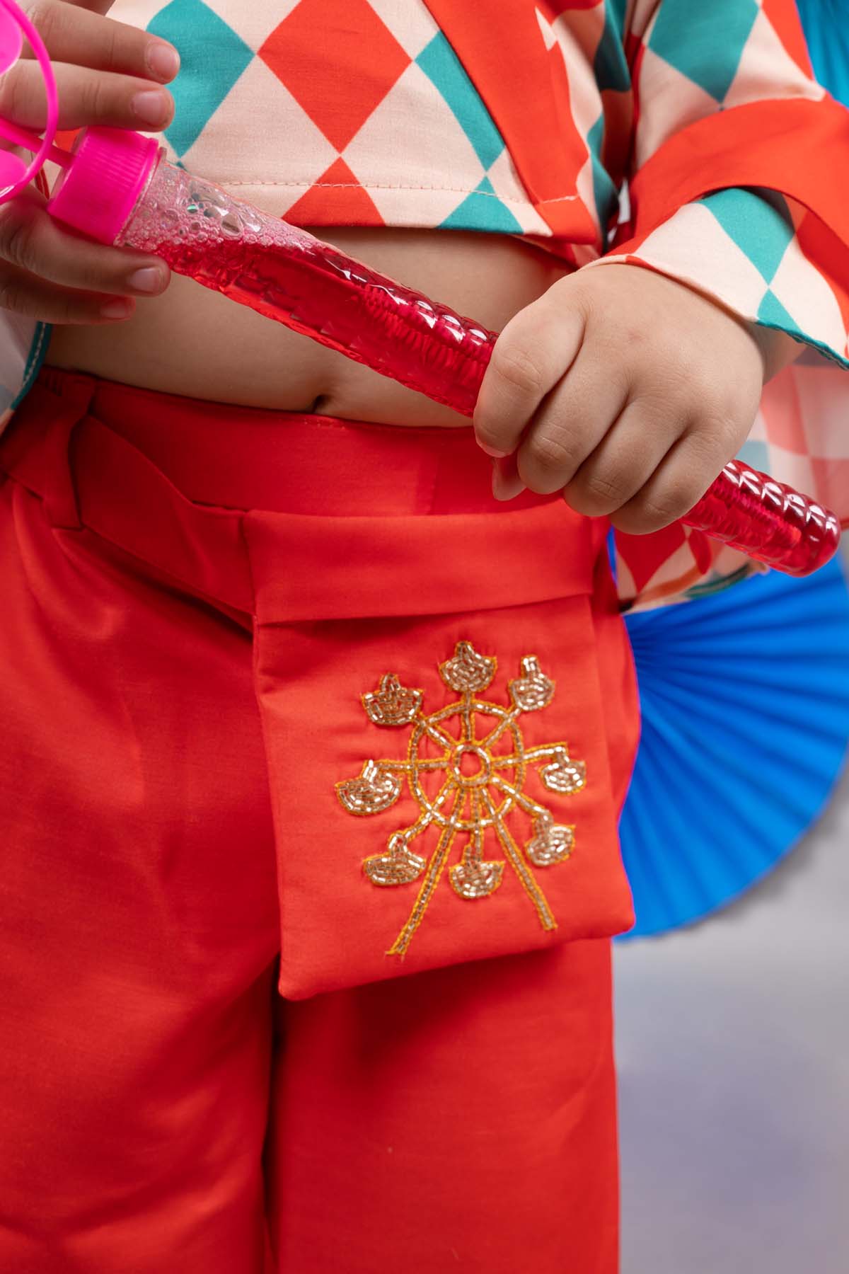 Red Embroidered Palazzo Set