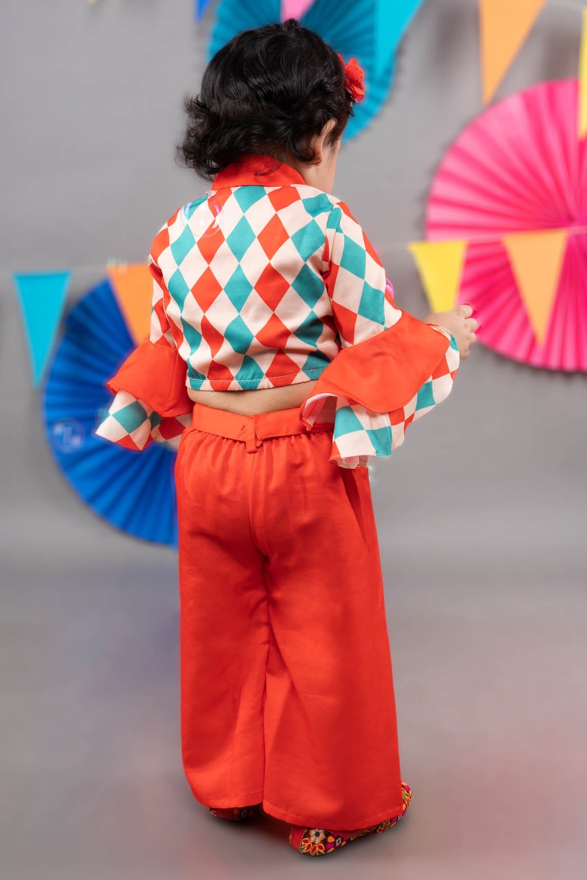 Red Embroidered Palazzo Set