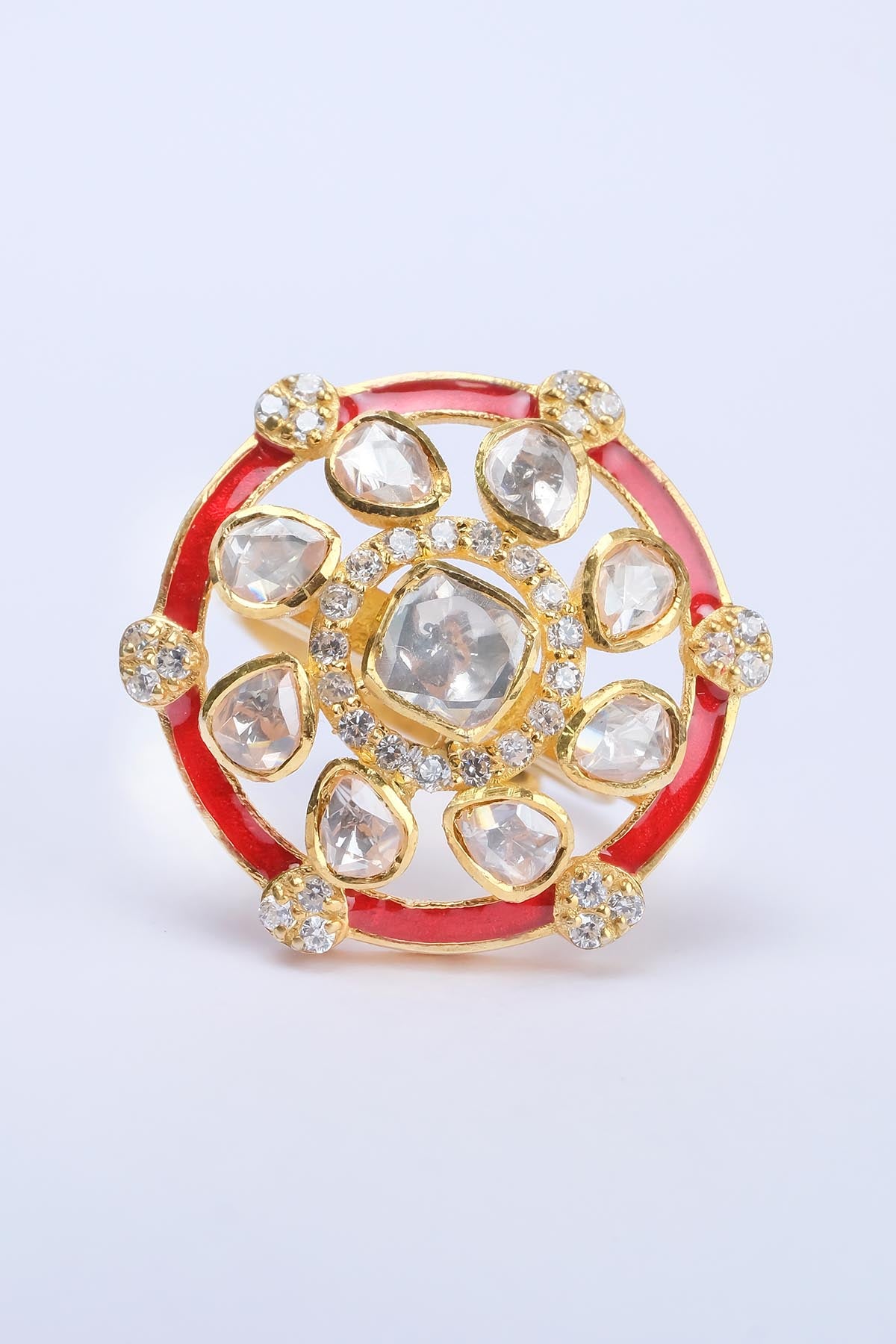 Red Enamel Embellished Ring