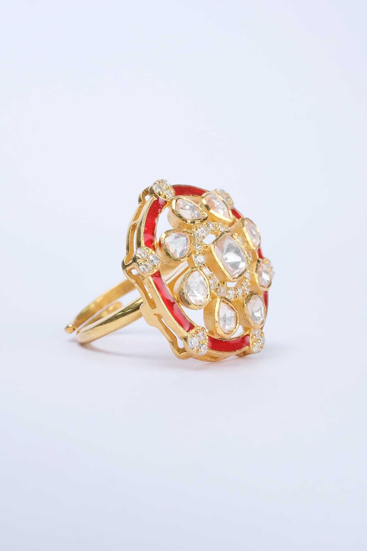 Red Enamel Embellished Ring