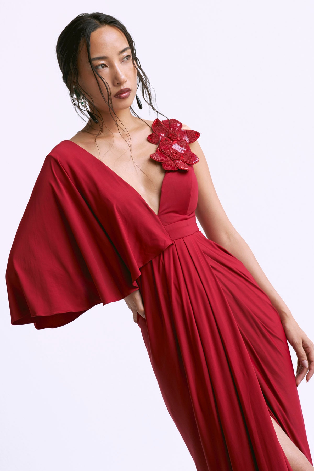 Red Floral Embellished Gown