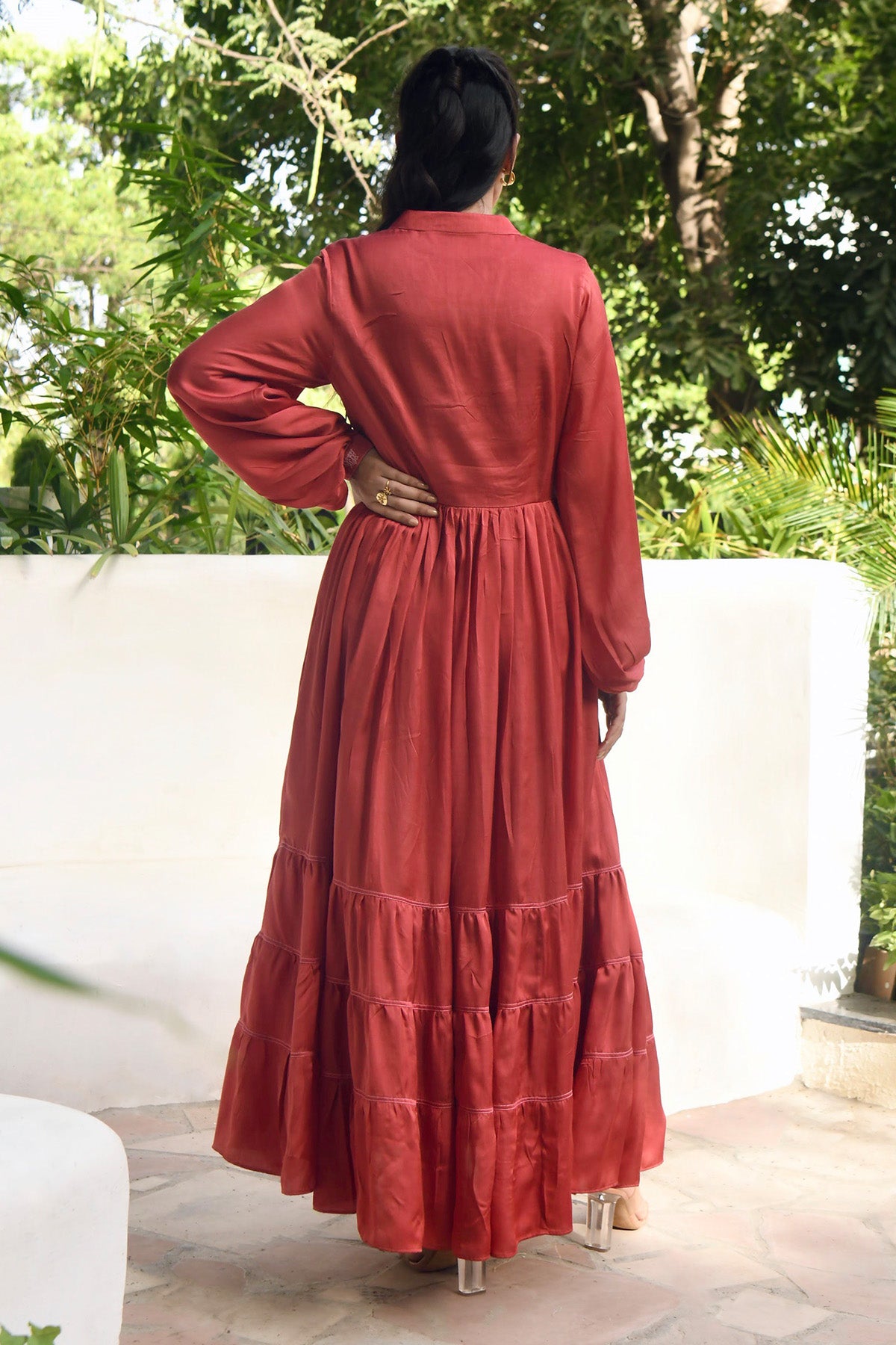 Red Floral Embroidered Dress