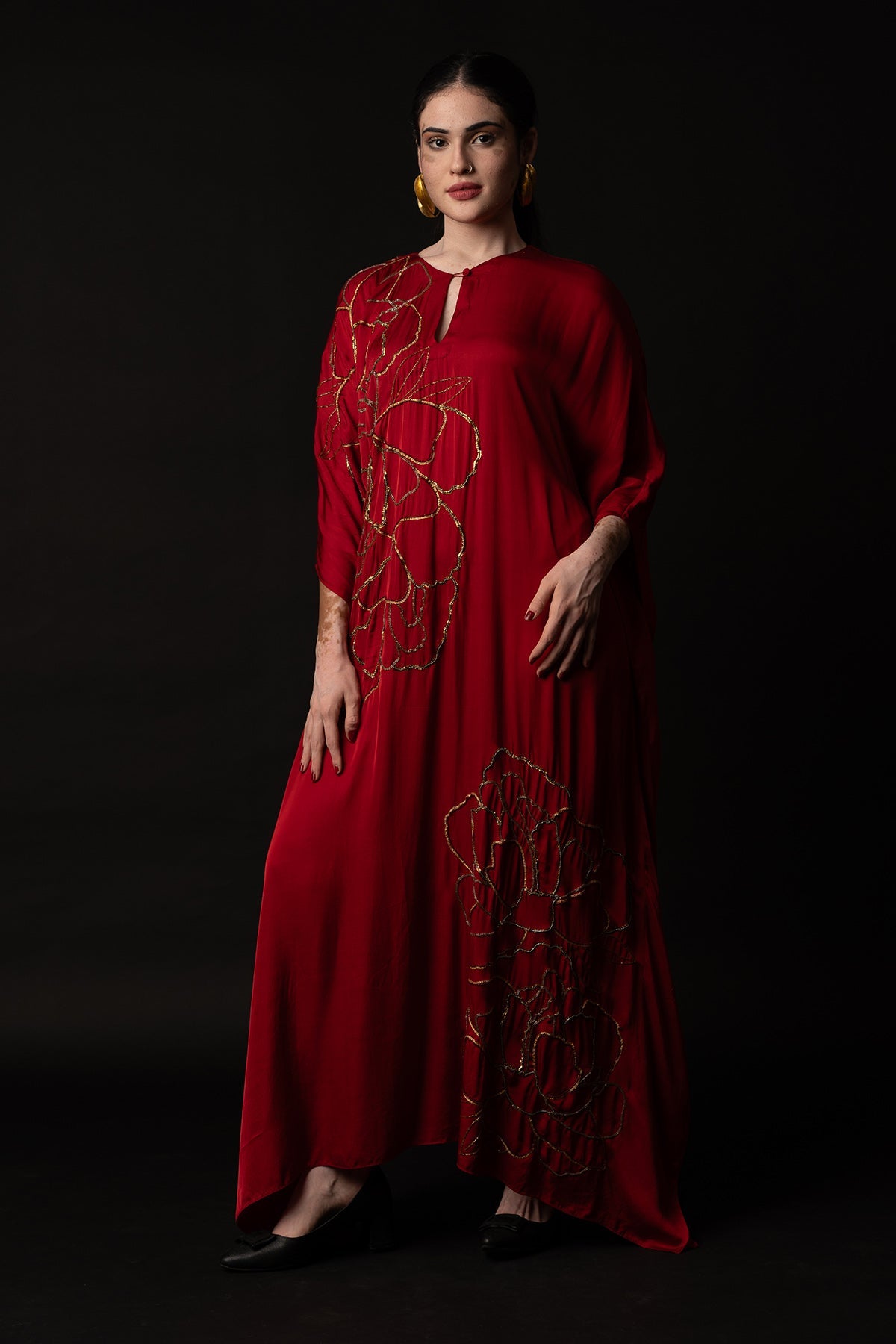 Buy Red Floral Embroidered Kaftan by Krishnamani for Women online at ScrollnShops
