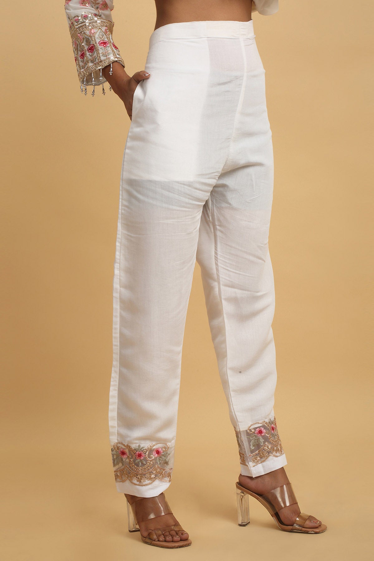 Red Floral Embroidered Kurta Set