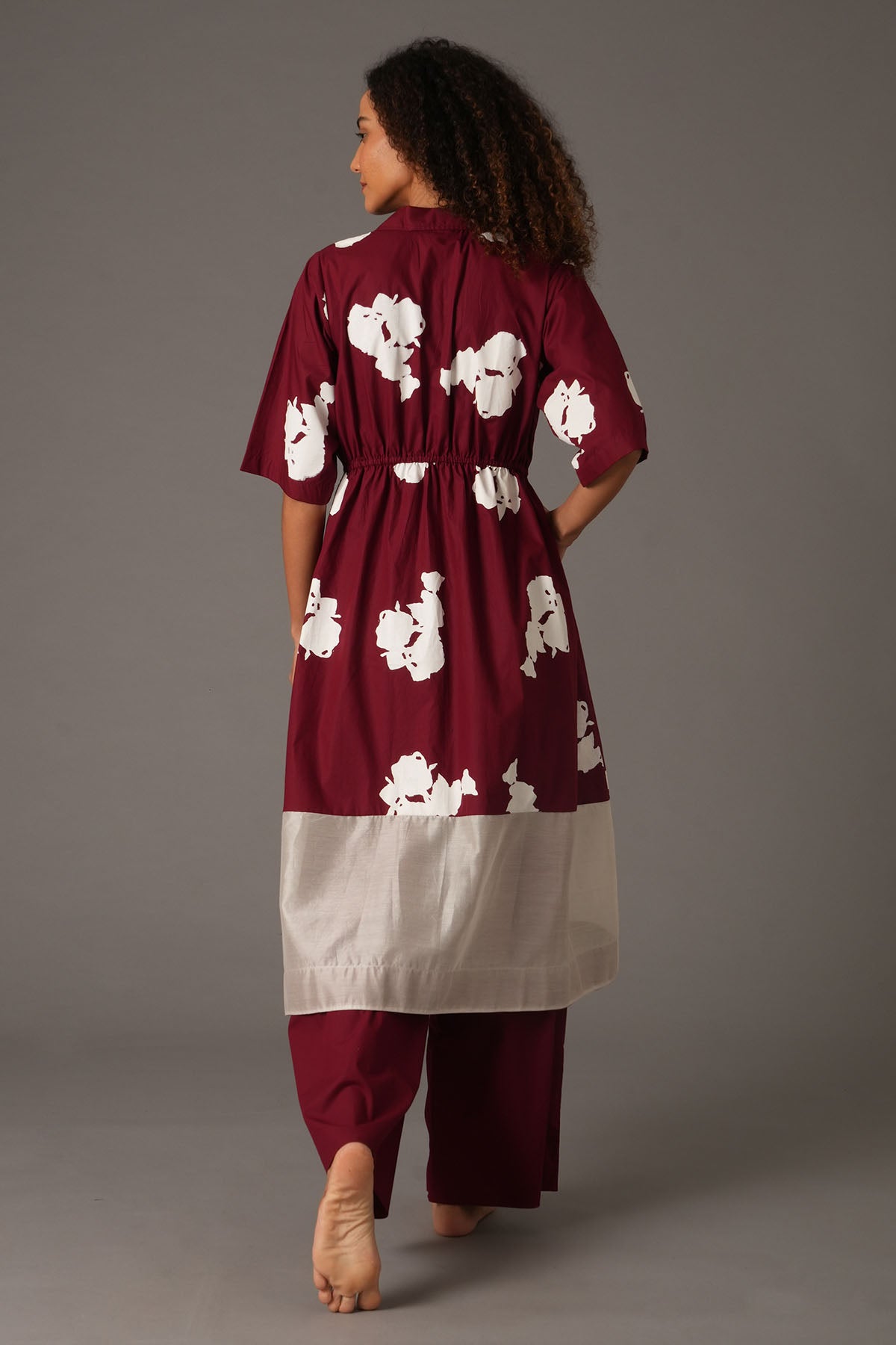 Red Floral Print Kurta & Pants