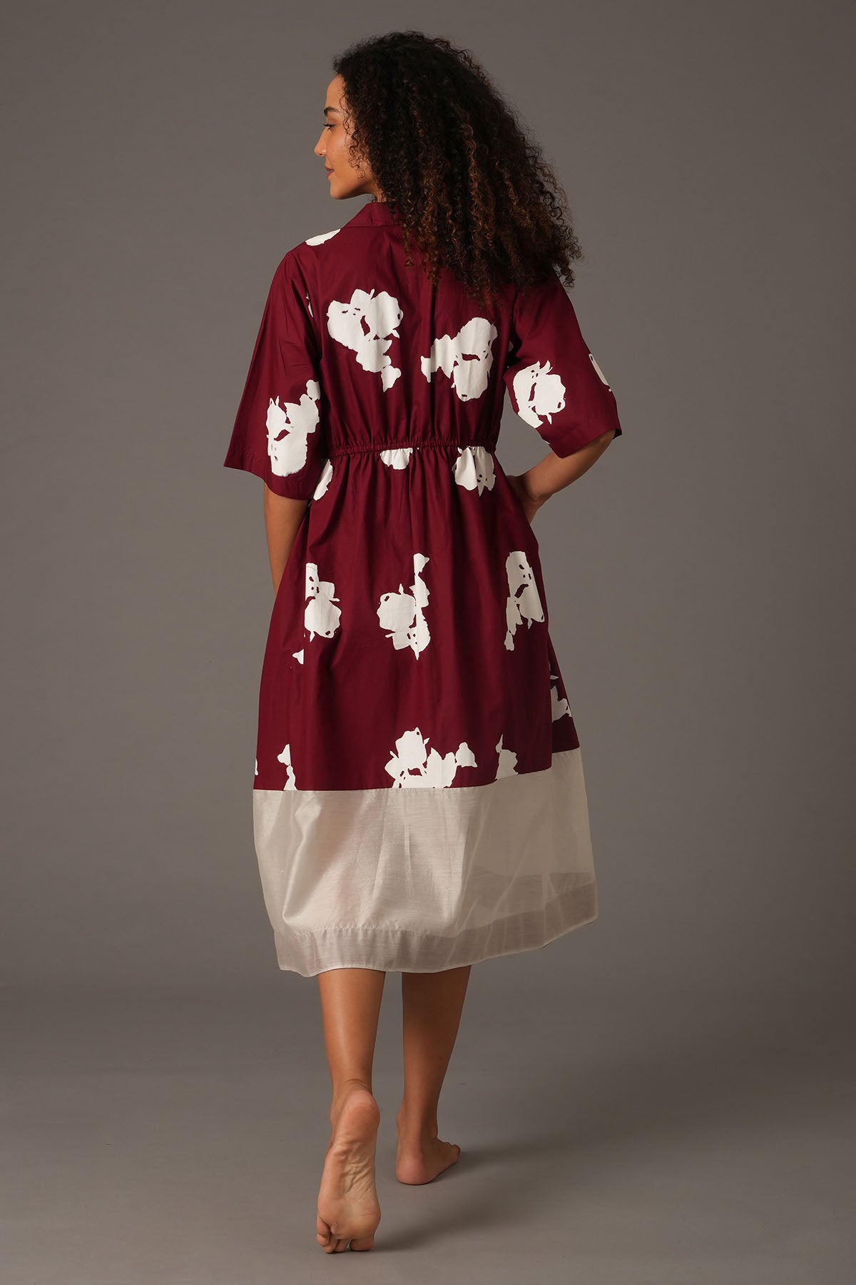 Red Floral Printed Midi Dress