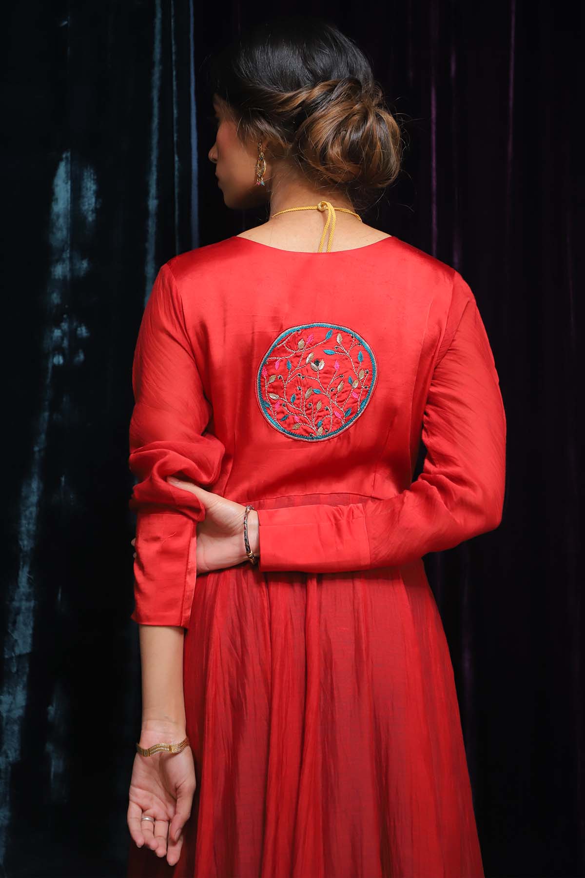 Red Floral Zardosi Anarkali Set