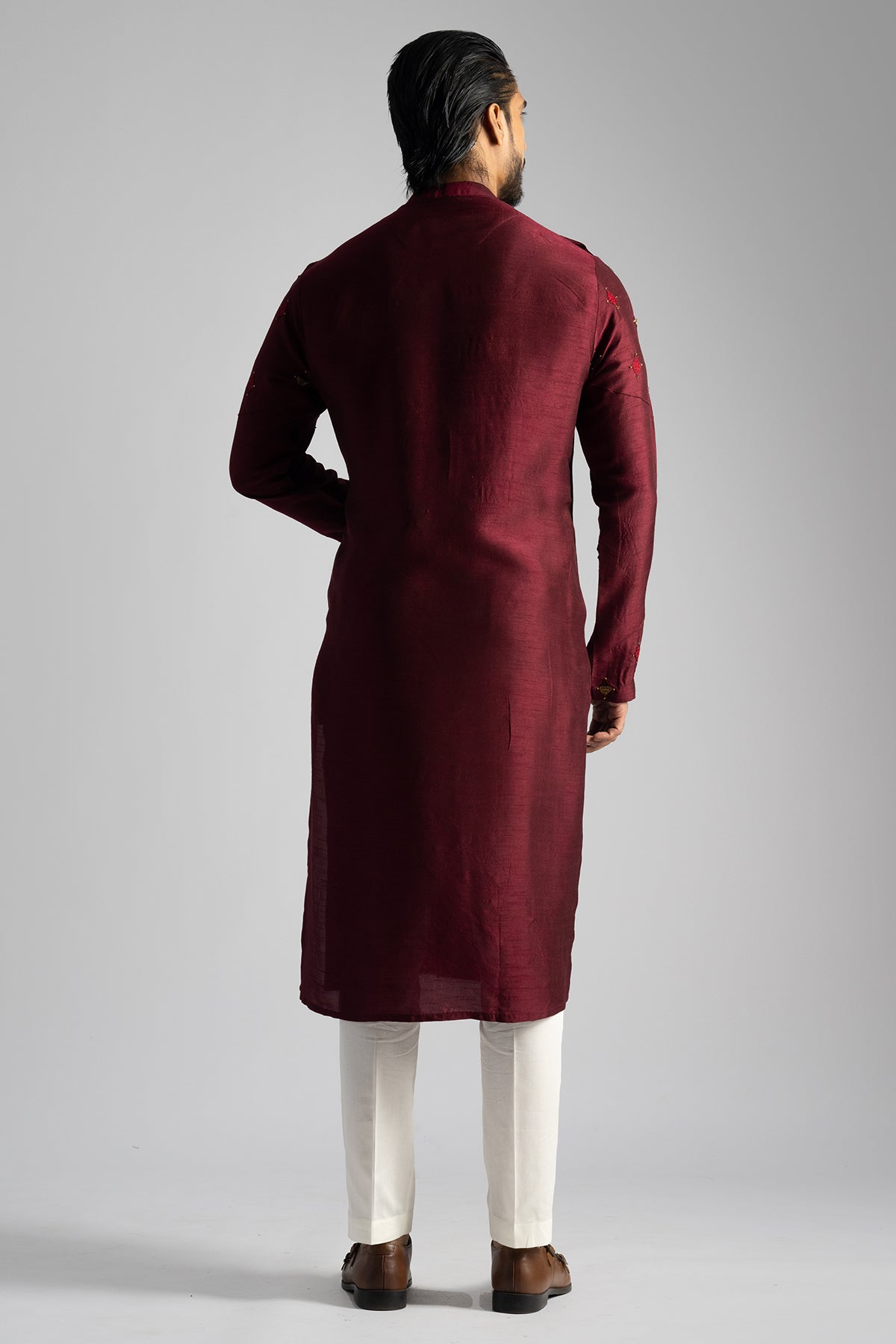 Red Geometric Motif Kurta Set
