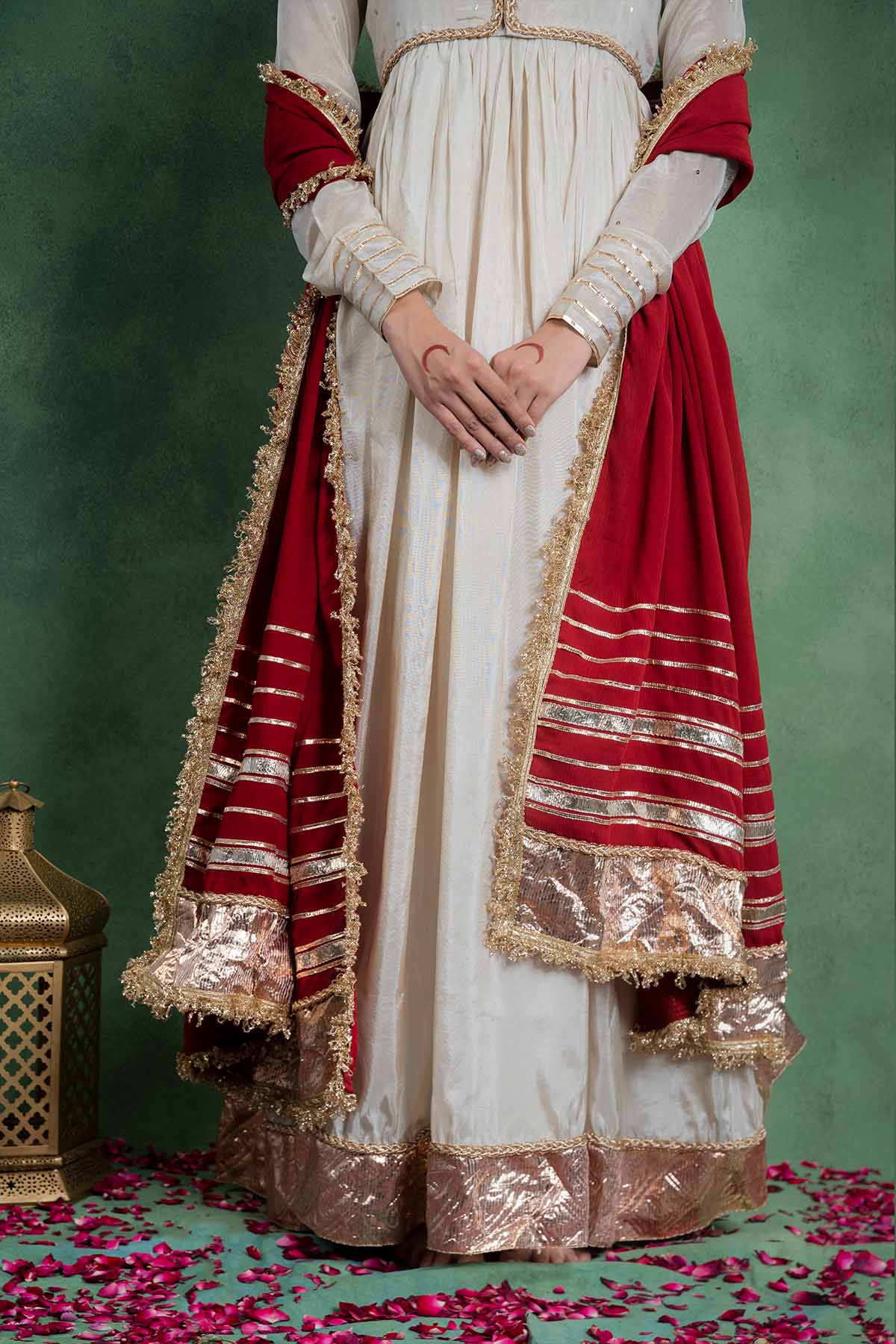 Red Gota Embellished Dupatta