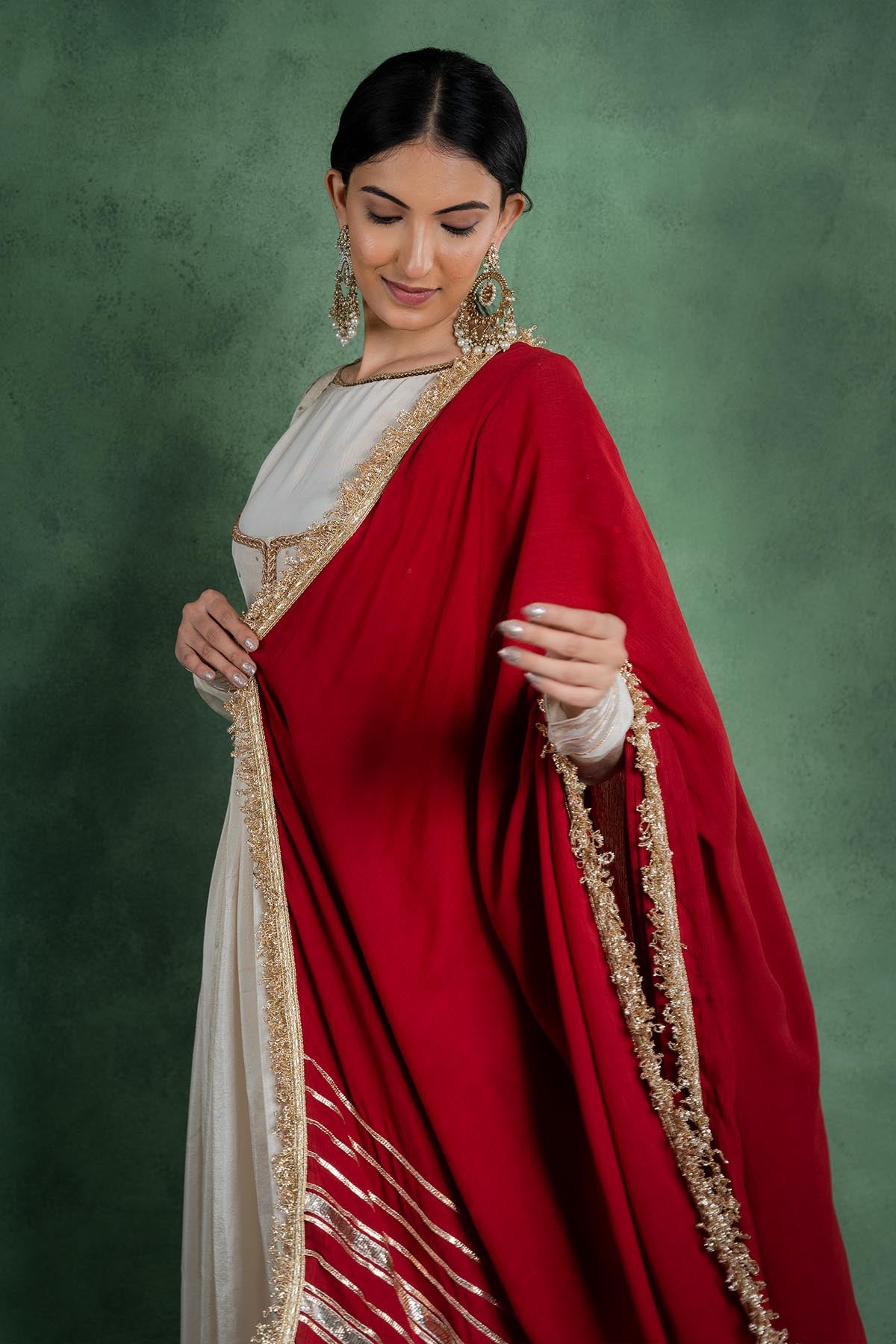 Red Gota Embellished Dupatta