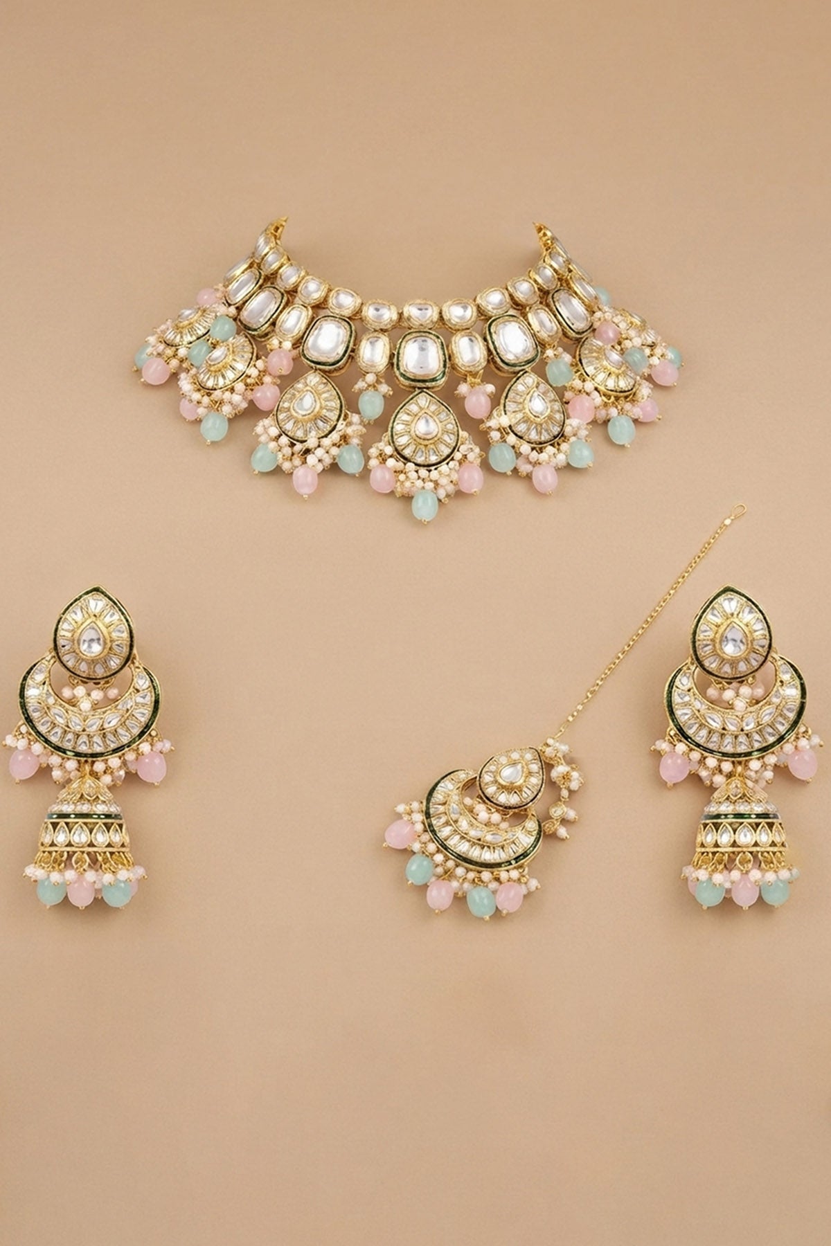 Red & Green Pearl Jewellery Set